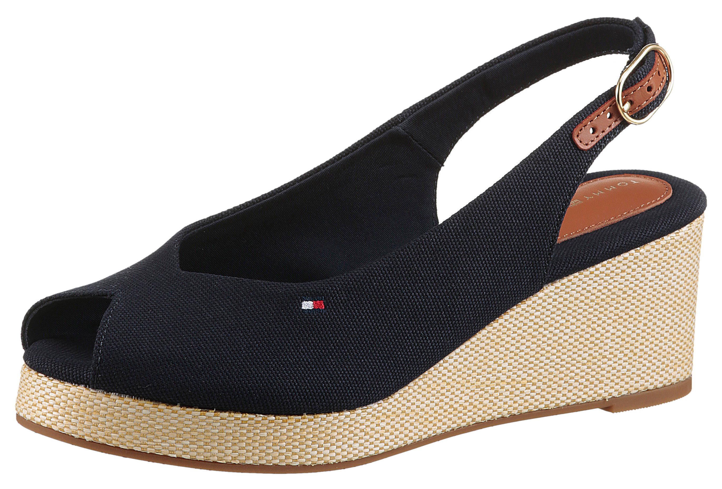 Tommy Hilfiger FLAG MID WEDGE ESPAD SLINGBACK Keilsandalette, Plateau, Sommerschuh, Riemchensandale mit verstellbarer Schnalle