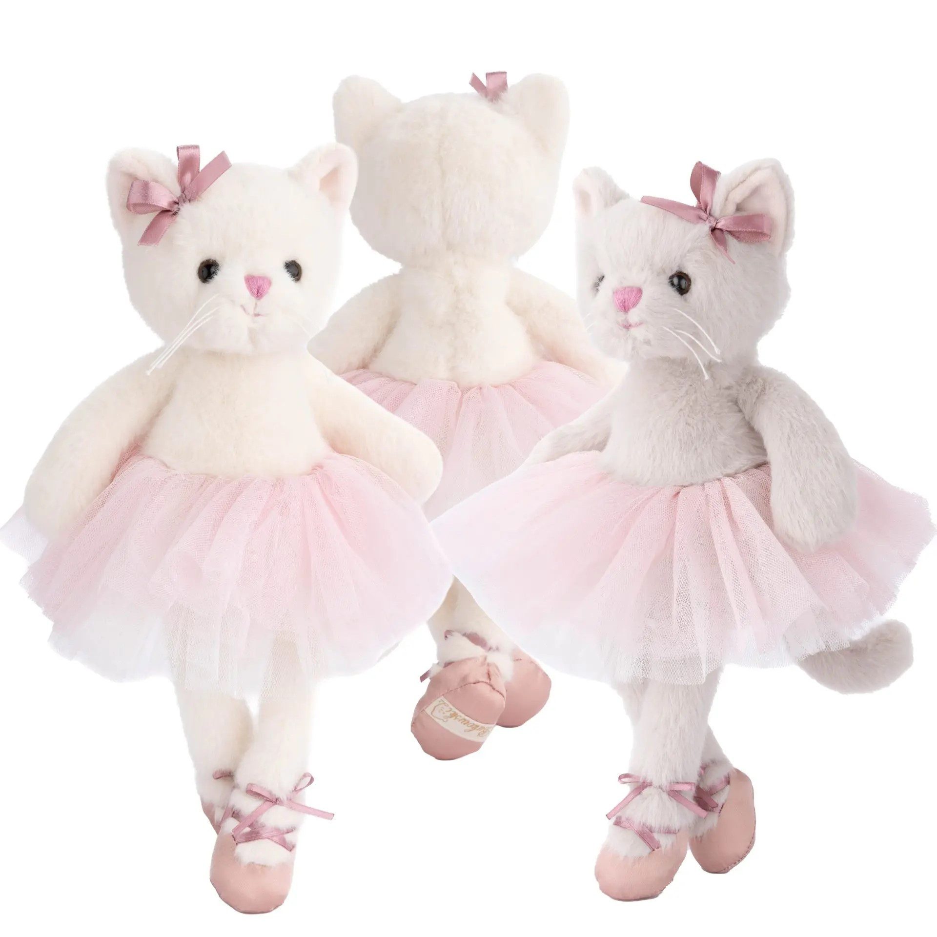 Bukowski Kuscheltier Katze Anya mit Tütü 25 cm weiß/pink Plüschkatze Stoffkatze (Stoffkatze Plüschkatze Stofftiere Katzen Plüschtiere, Babyspielzeug Kätzchen)