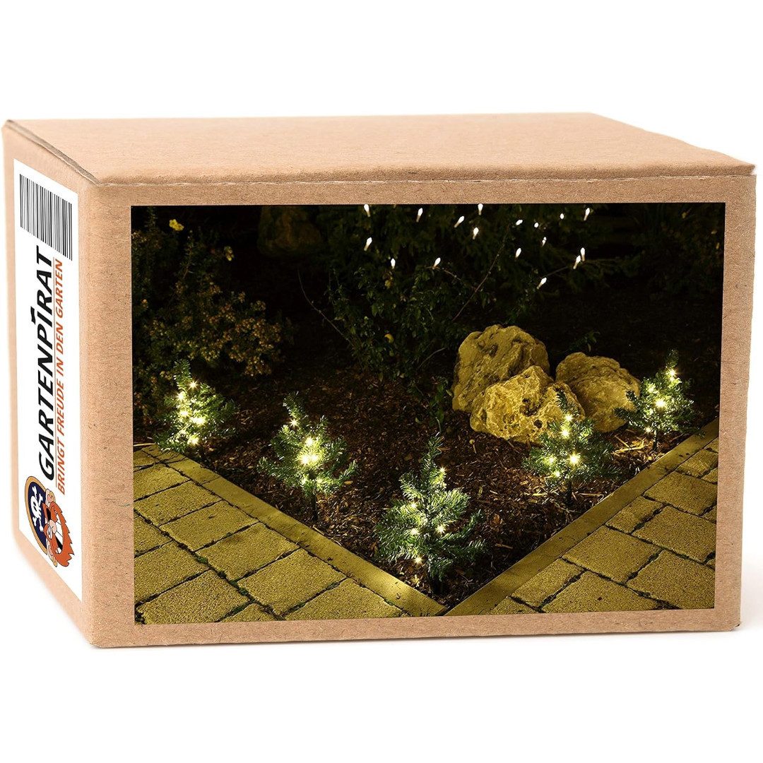 Gartenpirat Weihnachtsfigur 5 x Tanne mit LED beleuchtet für Blumenkasten Garten Deko Weihnachten