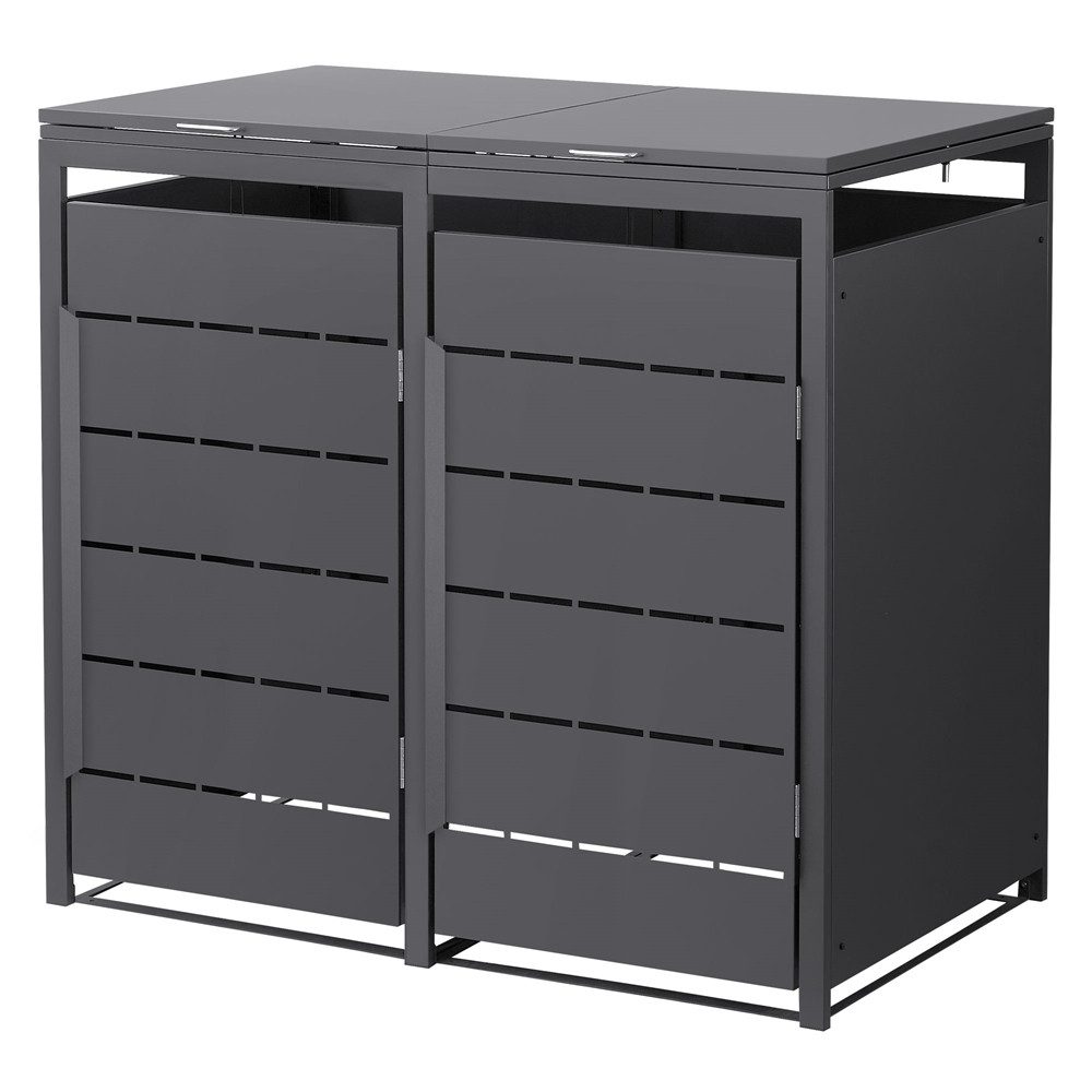 ML-DESIGN Mülltonnenbox Müllbox aus Stahl wetterfeste Mülltonnen Verkleidung Mülltonnengarage, Mülltonnencontainer mit Klappdeckel/Tür für 2 Tonne 120 oder 240 Liter