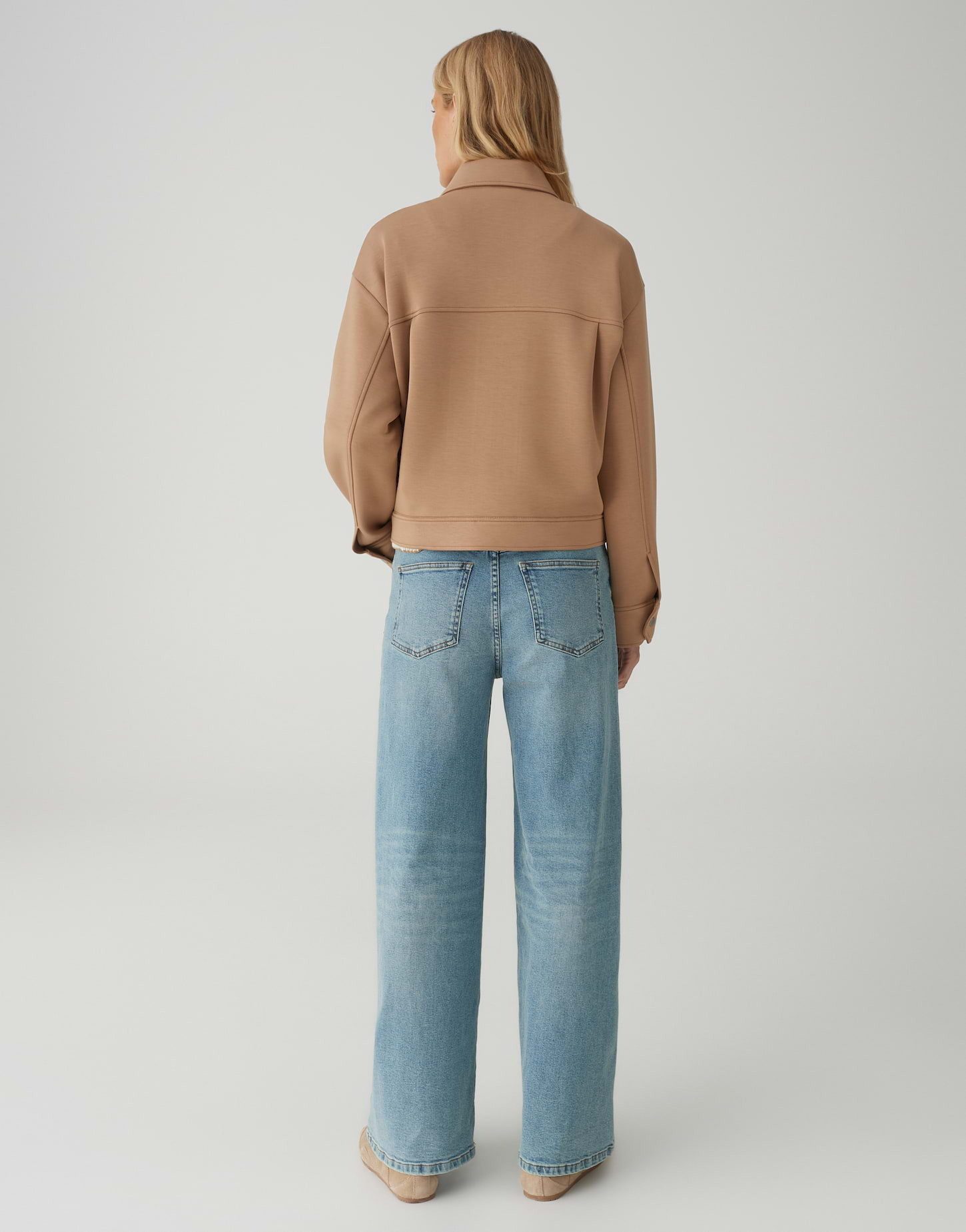 OPUS Jackenblazer JENIMA aus komfortablen Scuba Sweat Lockere Passform, gerader Schnitt, Umlegekragen, aufgesetzte Taschen