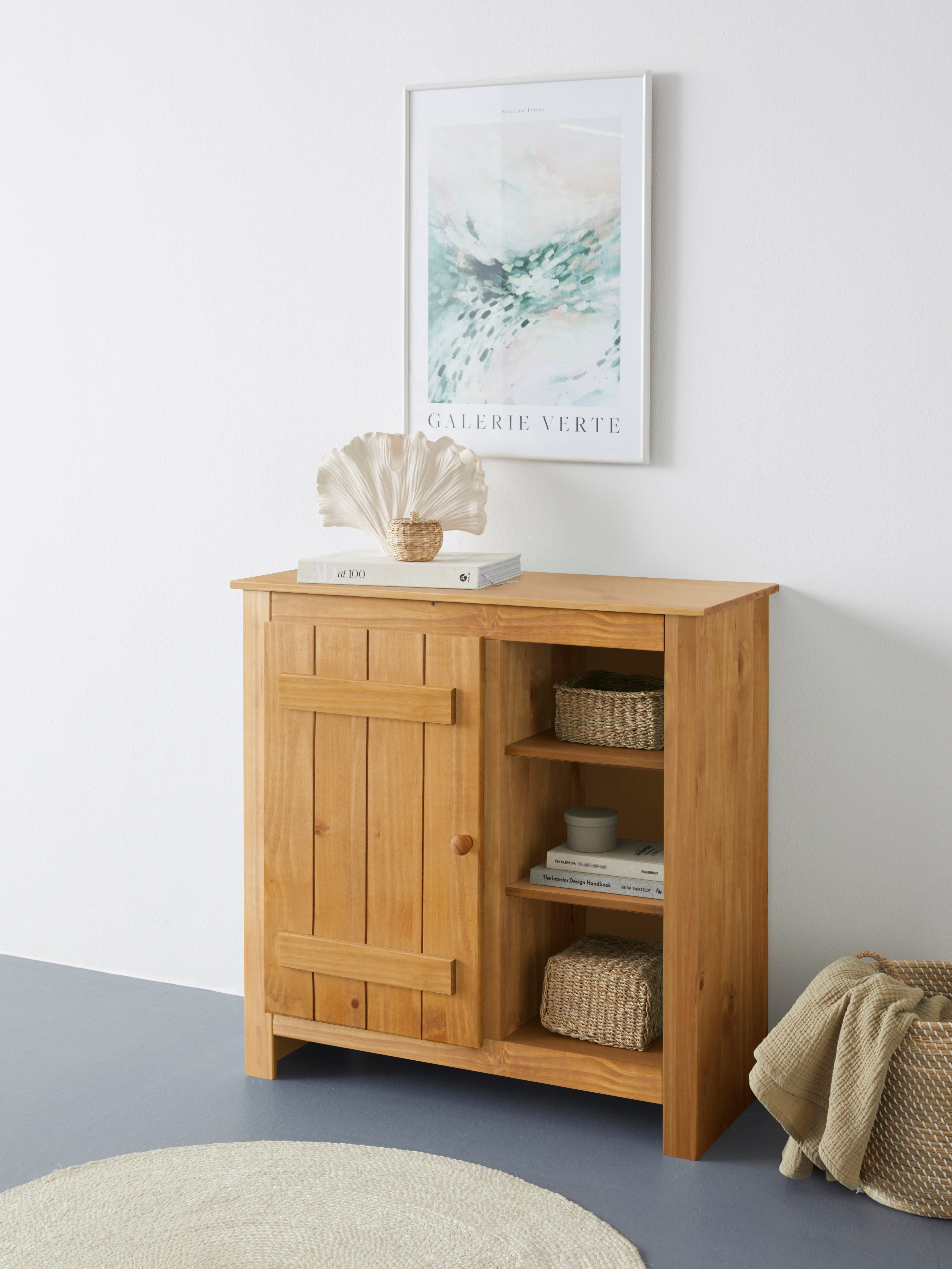 OTTO home Stauraumschrank Bertram Massivholz,4 verstellbare Einlegeböden, Magnetverschluss,Höhe 90 cm