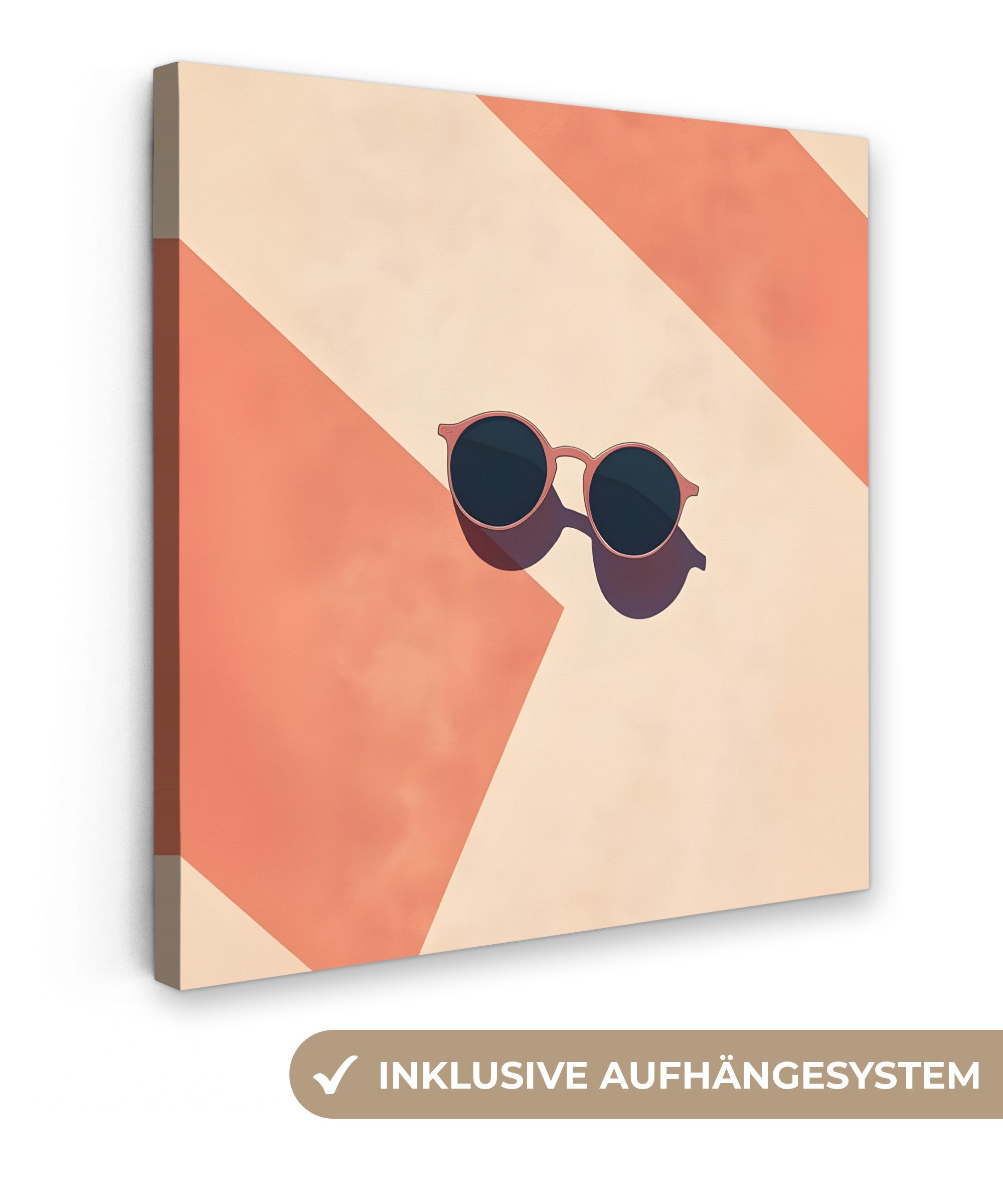 Leinwandbild Sonnenbrille - Schatten - Orange - Minimalistisch