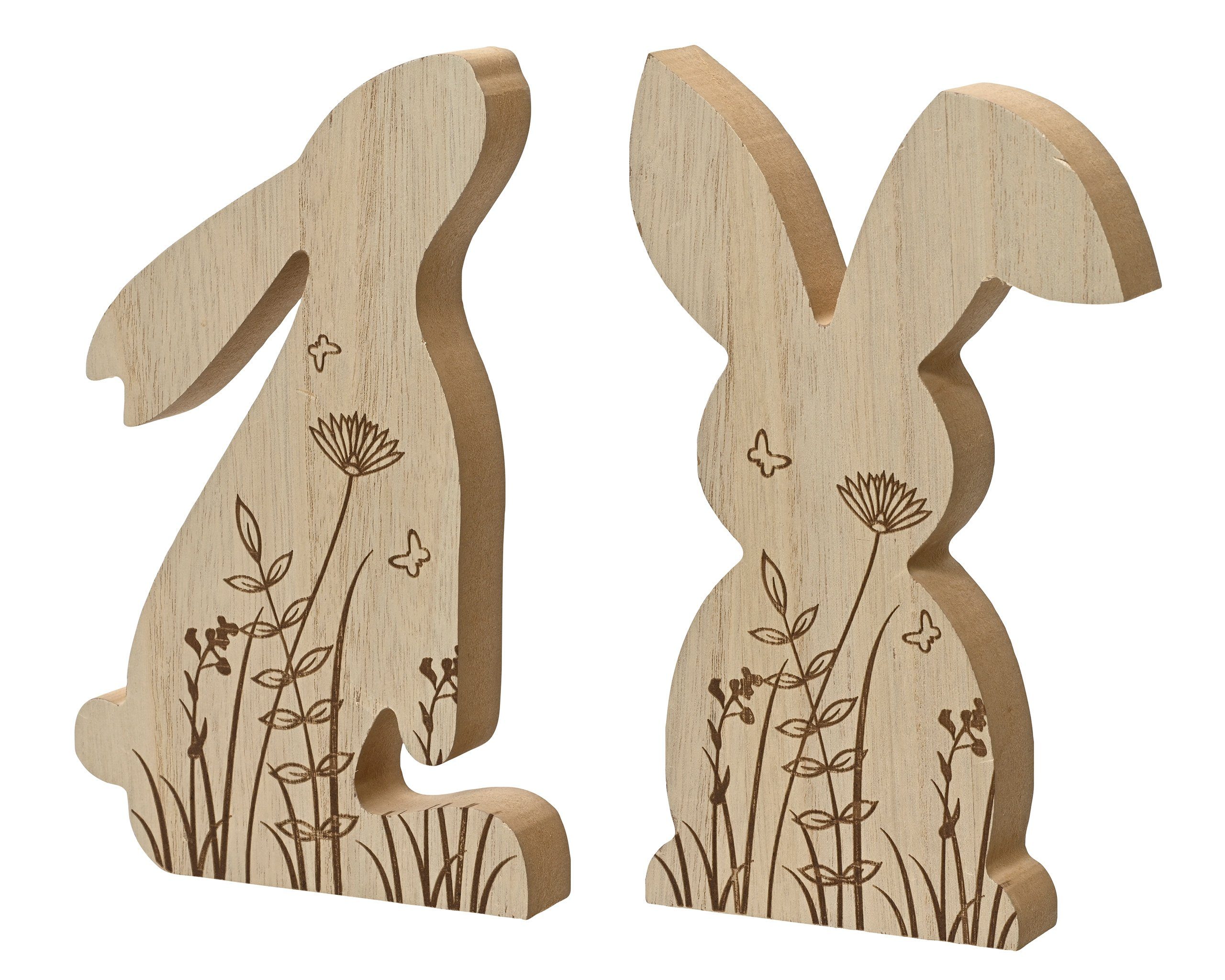 Decoris season decorations Dekofigur, Deko Aufsteller Osterhase Holz 22cm Natur Braun