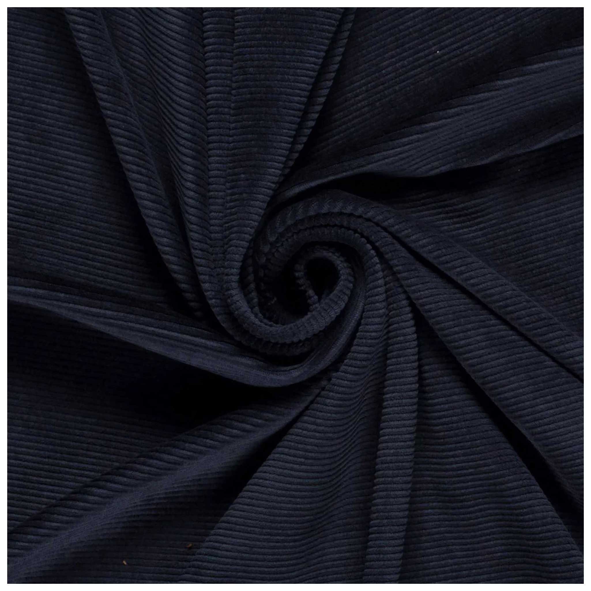 maDDma Stoff Velour Nicky gerippt uni ab 50 x 155cm Baumwolle Polyester Kord, 008 - marine
