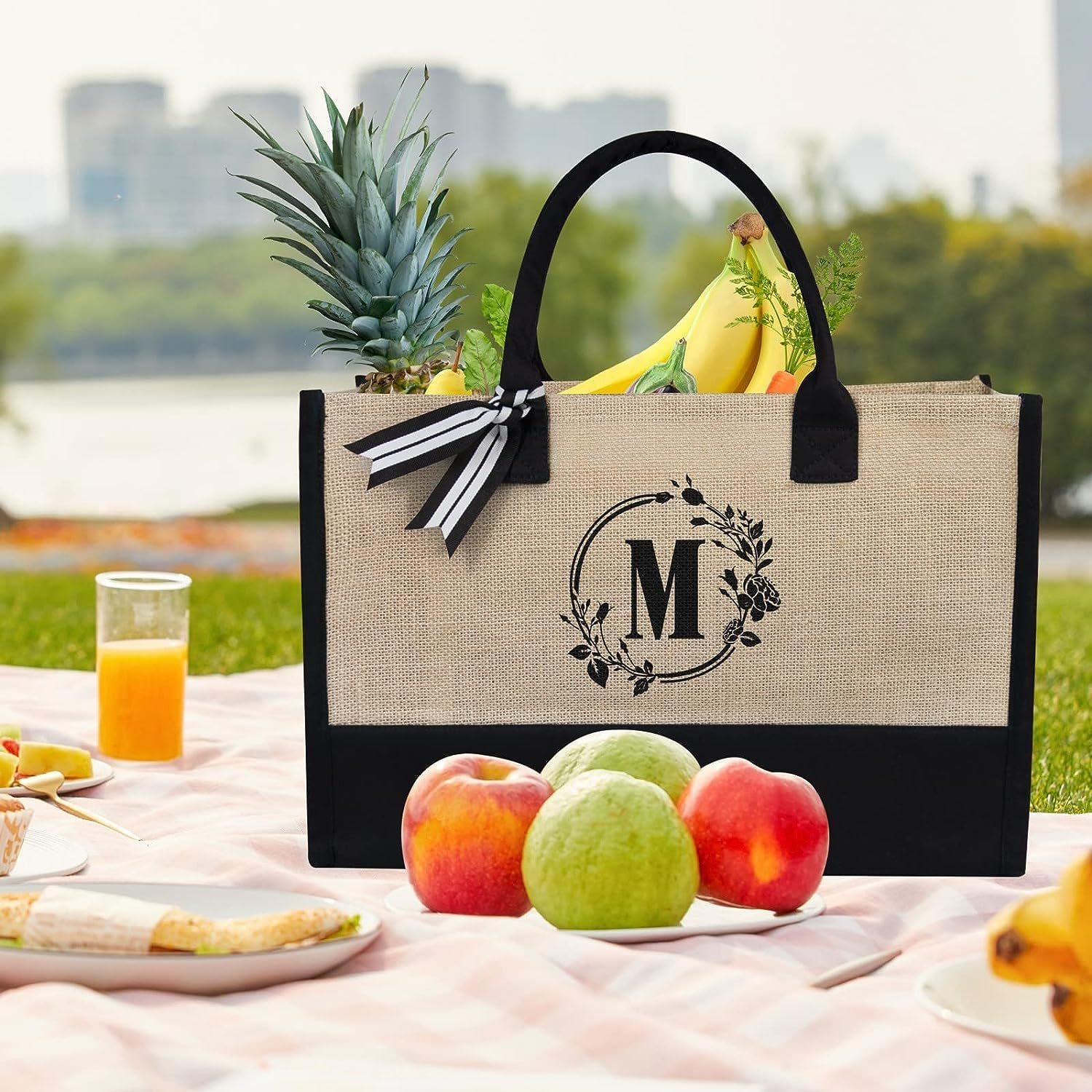 OKWISH Einkaufsshopper Personalisierte Initialen Tragetasche Strandtasche D günstig online kaufen