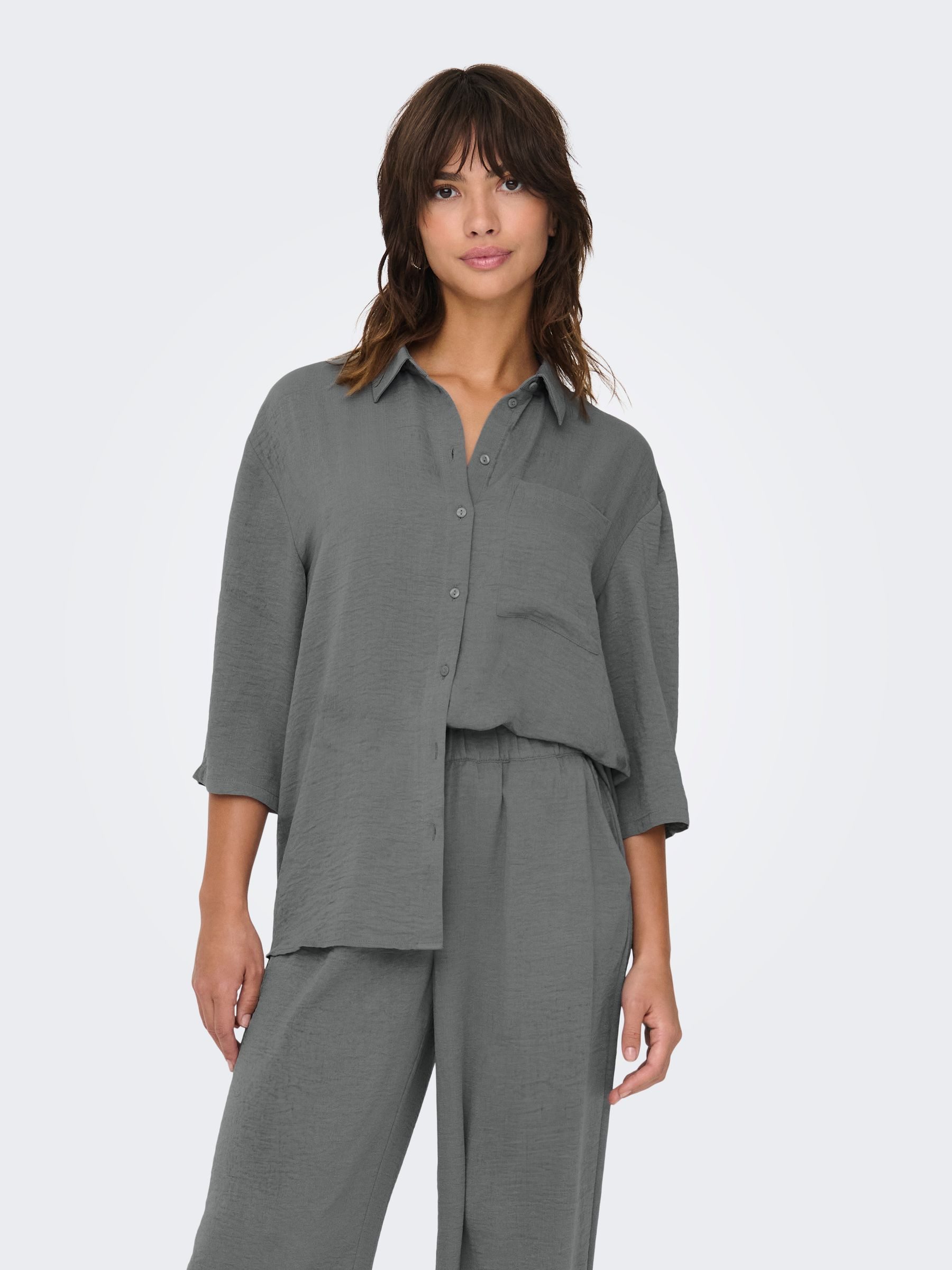 Blusenshirt 3/4 Arm in Knitteroptik Blusen Oberteil Brusttasche JDYDIVYA