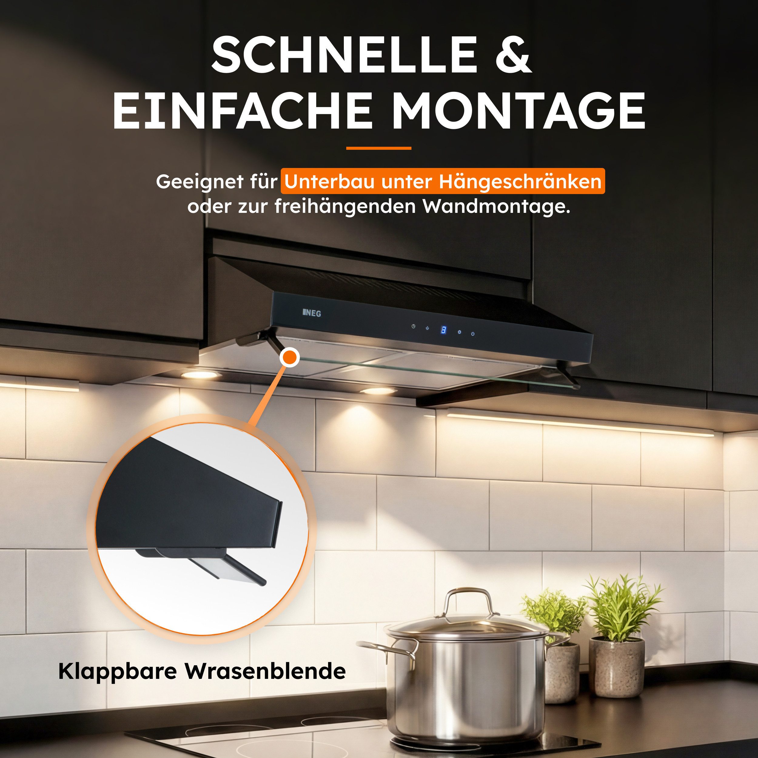 NEG Unterbauhaube Dunstabzugshaube NEG15-DCSTB+ - 395 m³/h - Modell Serie NEG15 Dunstabzugshaube NEG15-DCSTB+ - 395 m³/h - Modell