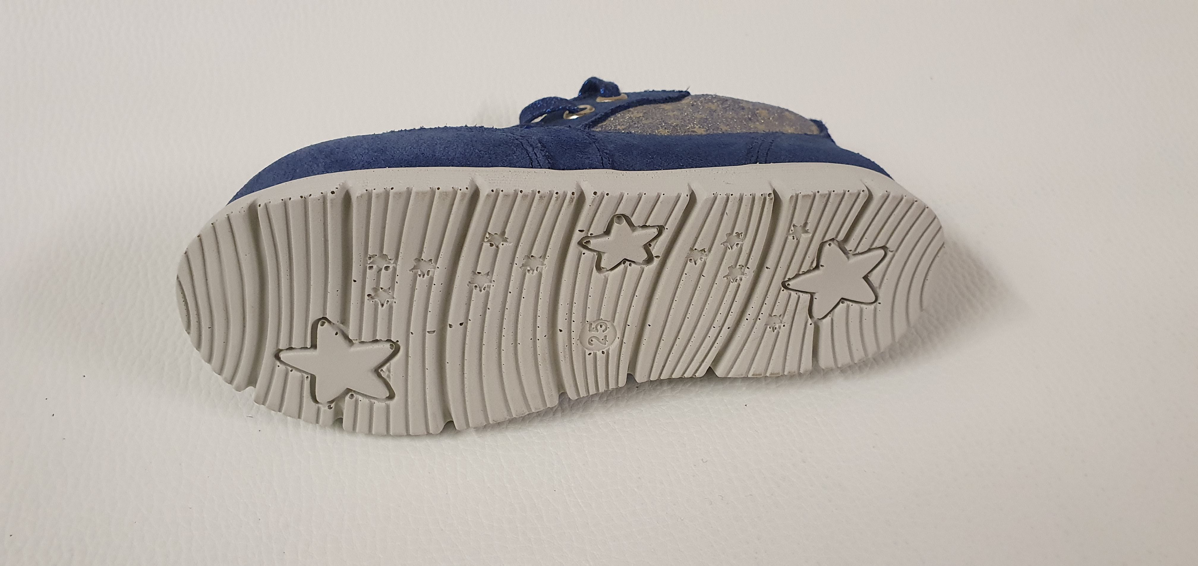 Däumling Kinderschuhe Mädchen MID 110221 blau Sterne Lederschuh Innen Außen Schnürschuh aus echtem Leder
