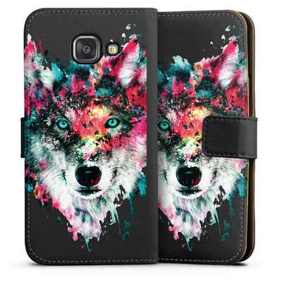 DeinDesign Handyhülle Riza Peker Wolf bunt Wolve ohne Hintergrund, Samsung Galaxy A3 (2016) Hülle Handy Flip Case Wallet Cover