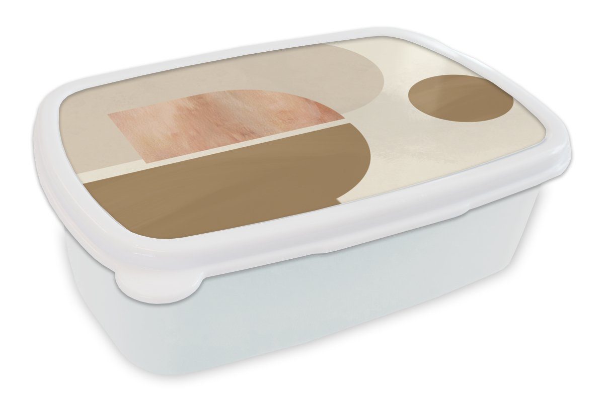 MuchoWow Lunchbox Rosa - Design - Abstrakt, Kunststoff, (2-tlg), Brotbox für Kinder und Erwachsene, Brotdose, für Jungs und Mädchen weiß | Lunchboxen