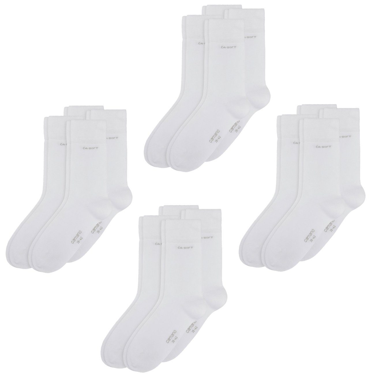Camano Langsocken CA-Soft 8er Pack (8-Paar) mit verstärktem Fersen- und Zehenbereich 8 Paar White (0001)