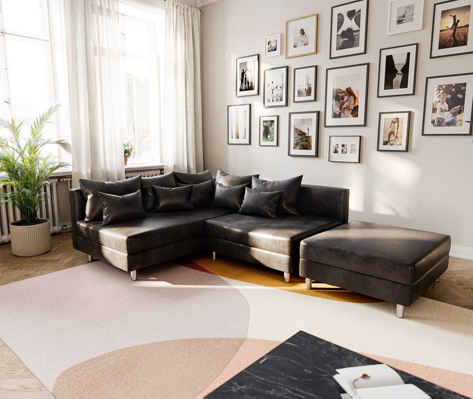 DELIFE Ecksofa Clovis, Anthrazit Antik Optik günstig online kaufen