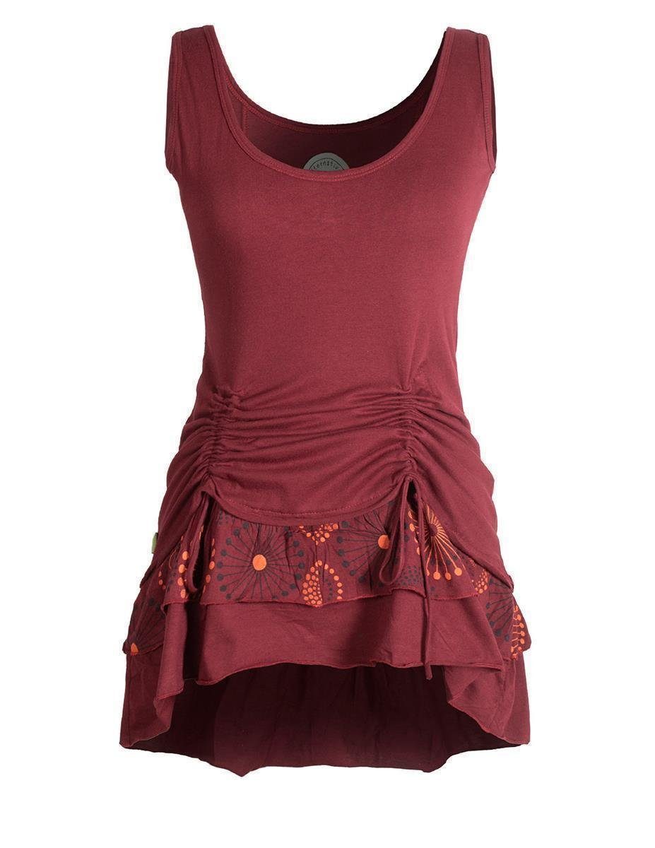 Vishes Tunikakleid Lagen-Look Jersey-Tunika Shirt zum Raffen Hippie, Boho, Goa Style