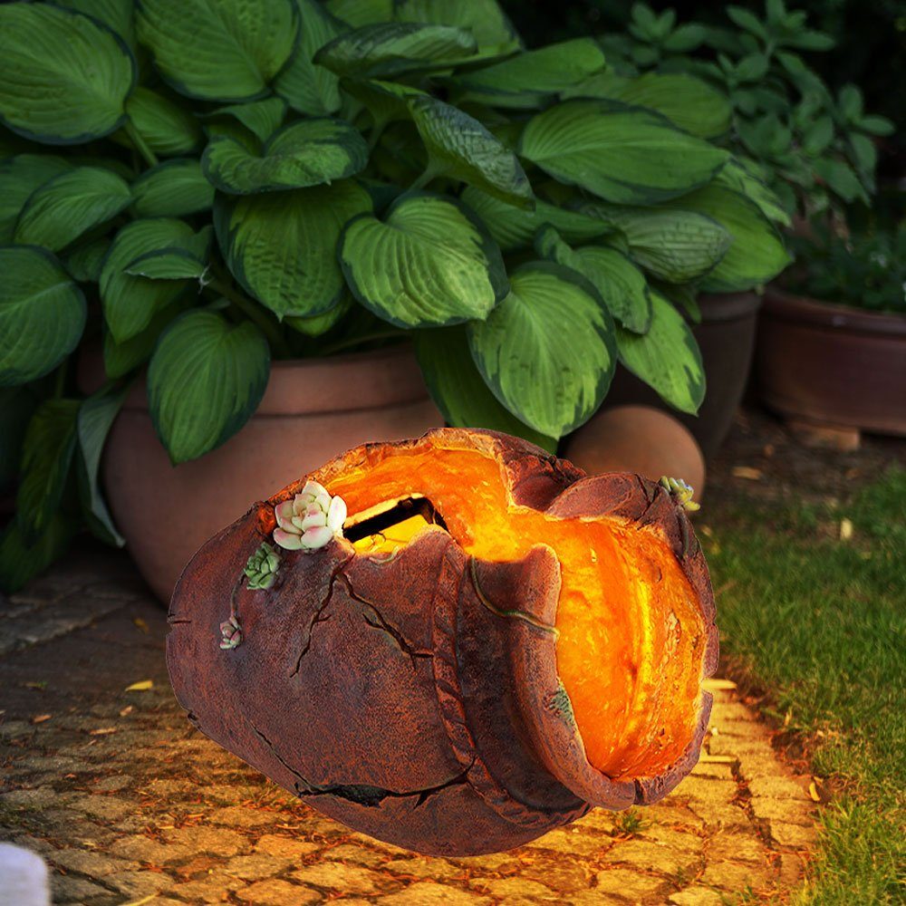 und LED-Leuchtmittel Deko Beleuchtet LED etc-shop verbaut, Warmweiß, fest Pflanzgefäß Solarleuchte, Haus Solar Licht für Blumentopf Garten