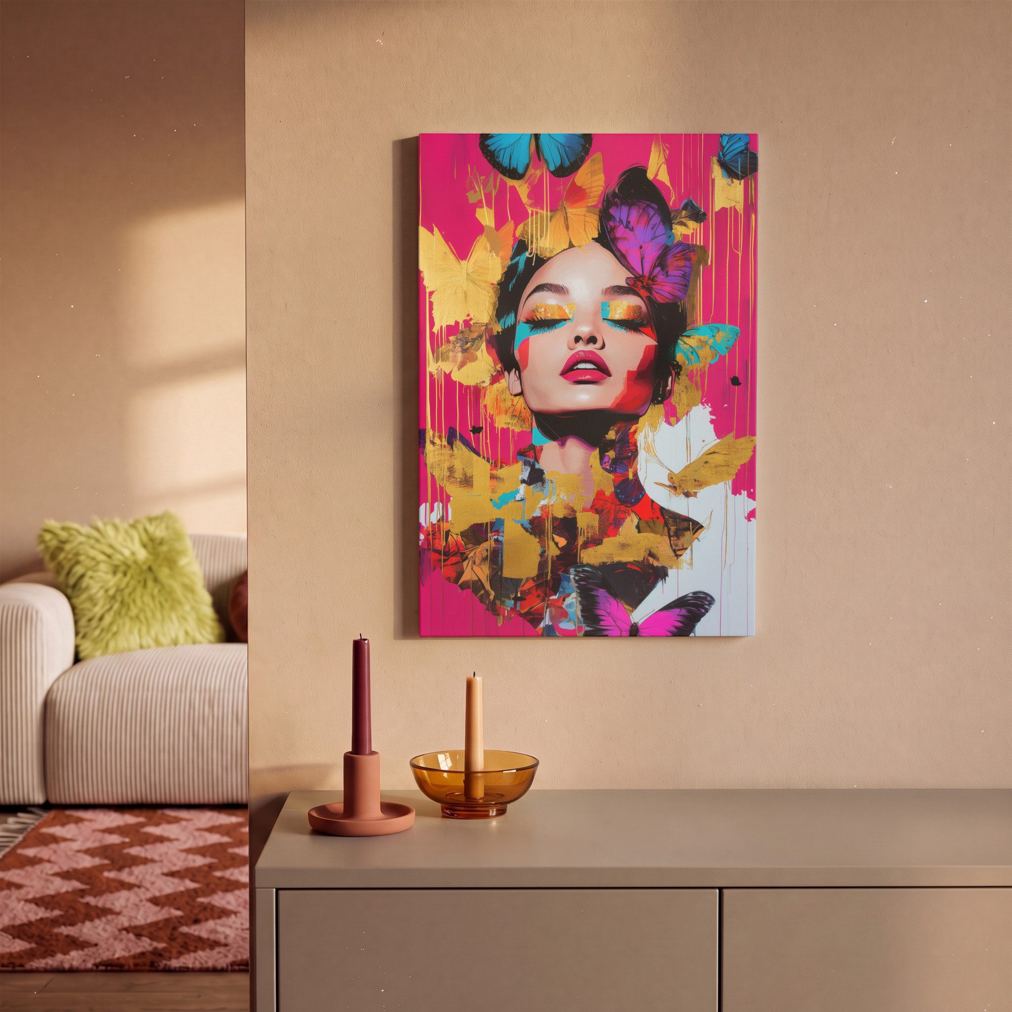 OneMillionCanvasses® Leinwandbild Frau - Abstrakt - Farbenfroh, Fotodruck (1 St), Leinwand Bilder Klein, Wand Dekoration Aesthetic 30x20 cm – Bild 2 von 5