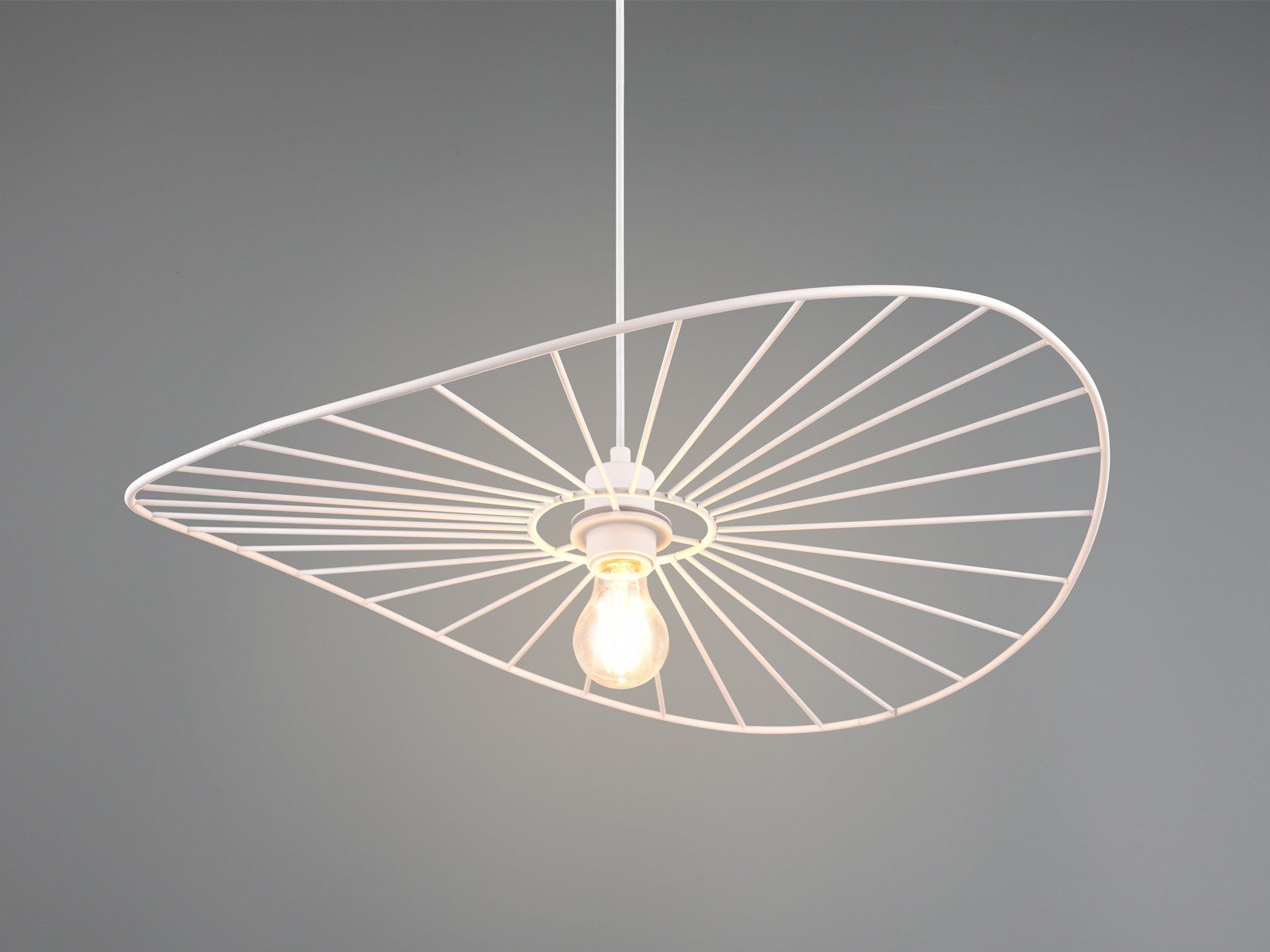 Reality Leuchten LED Pendelleuchte, Dimmfunktion, LED wechselbar, Warmweiß, für über-n Esstisch Retro Style dimmbar Lampenschirm Weiß 60cm