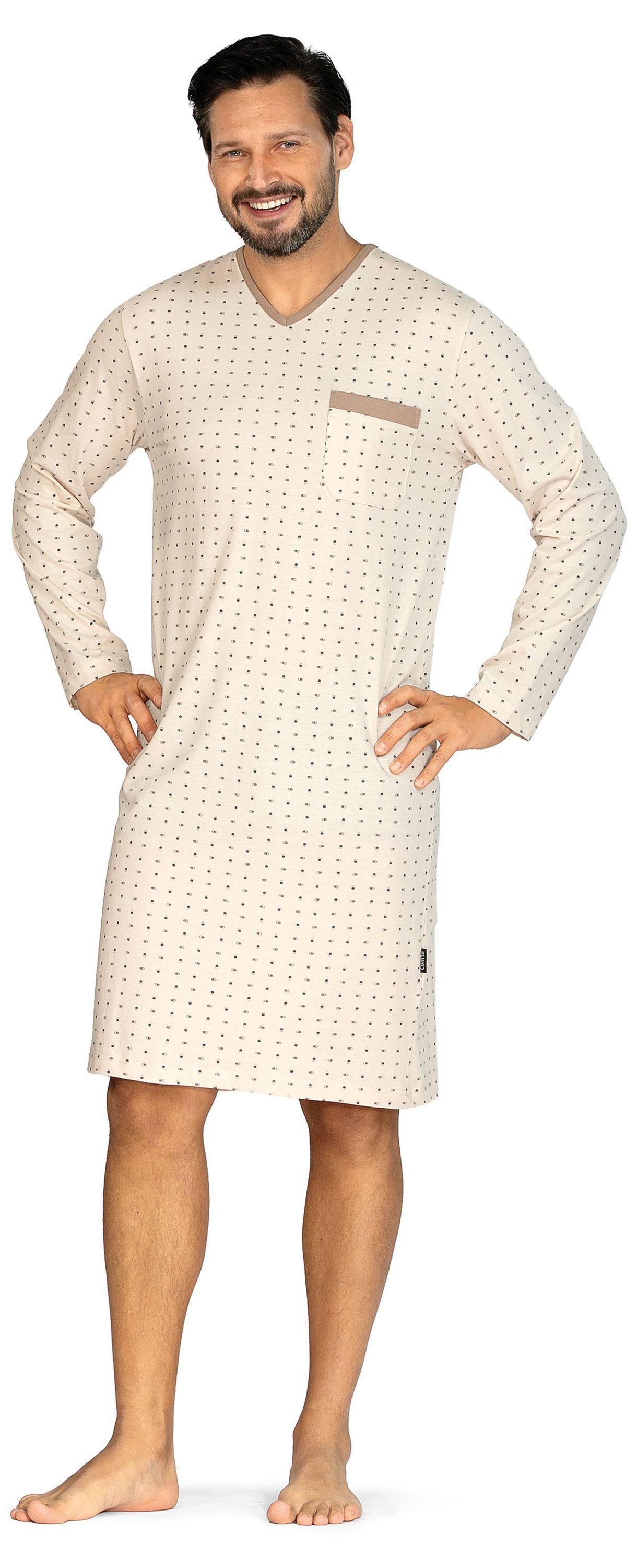 Comte Nachthemd Gentle Frost (Packung, 1-tlg., 1-teilig) Herren Schlafanzug Schlafshirt Langarm Baumwolle große Größen