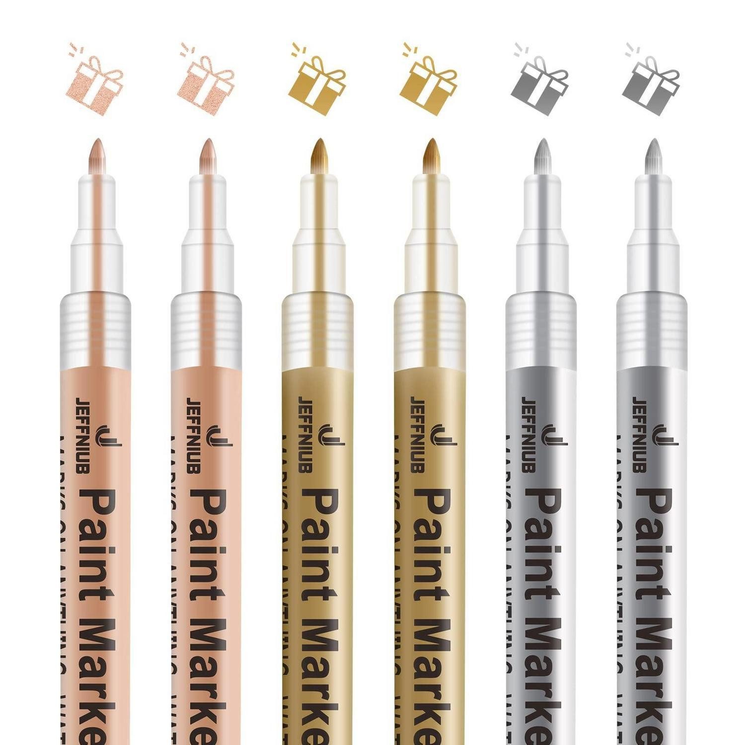 LuxusKollektion Permanentmarker Acrylstifte 6er Set Metallic ROSEGOLD SILBER GOLD
