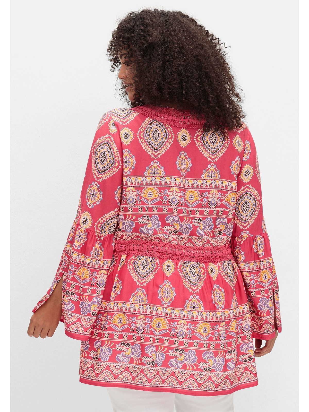 sheego by Joe Browns Longbluse Große Größen im Ethno-Stil, mit Crochet-Spitze