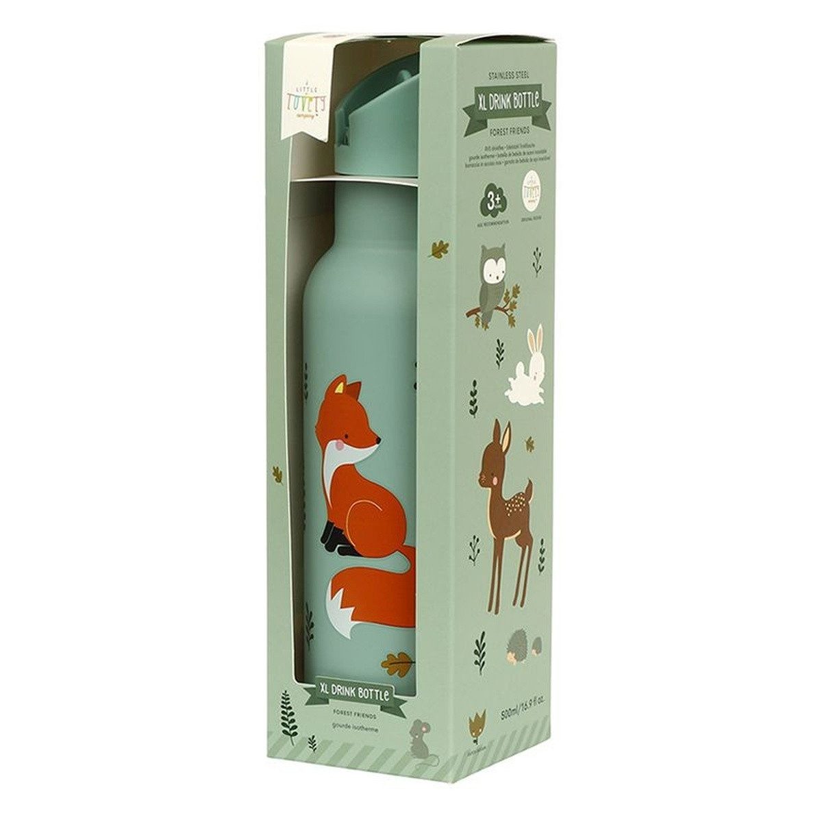 A Little Lovely Company Trinkflasche Edelstahl 500ml Langlebig kindgerechter Verschluss