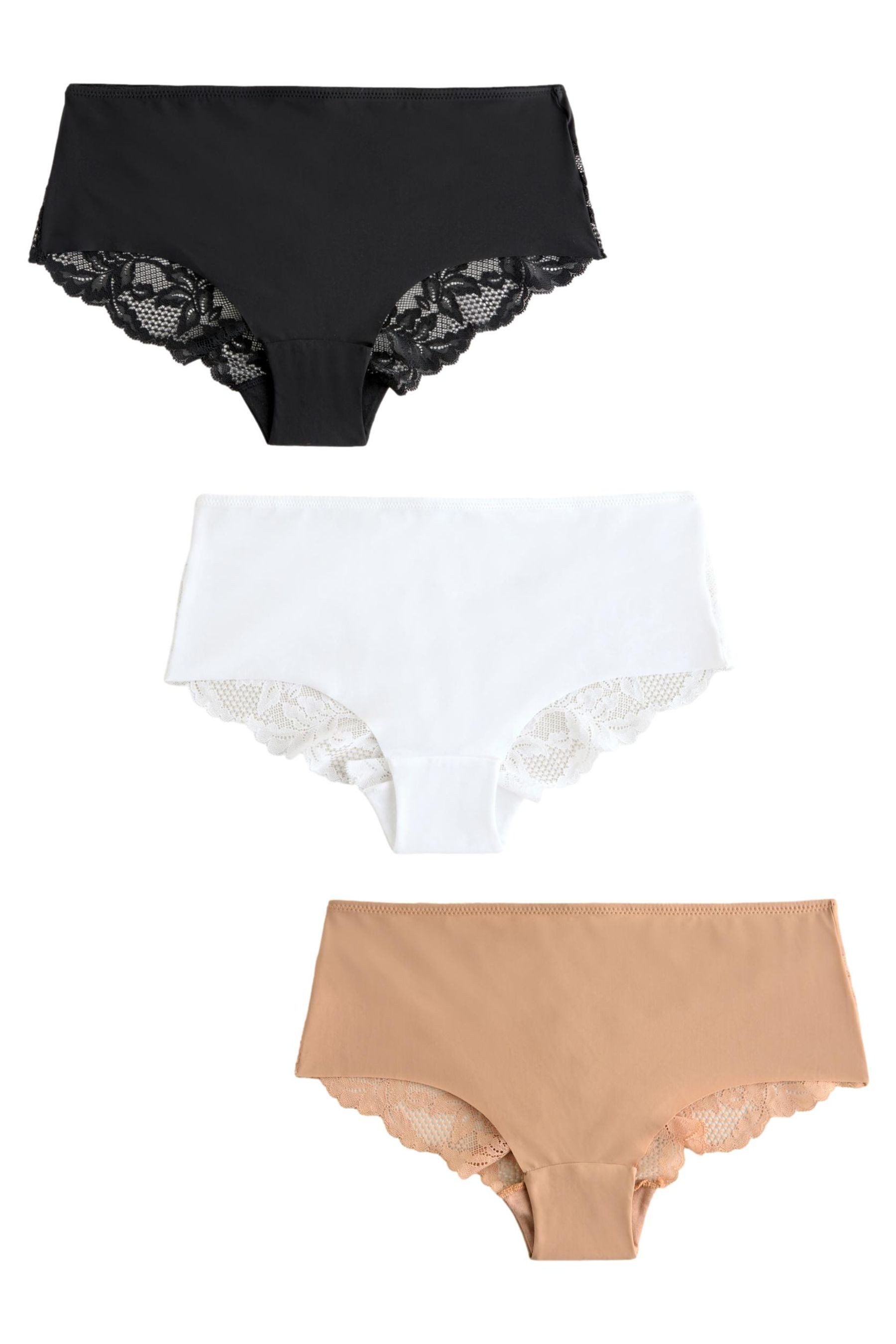 Schlüpfer Nahtlose Slips mit Spitze im 3er-Pack, Shorts