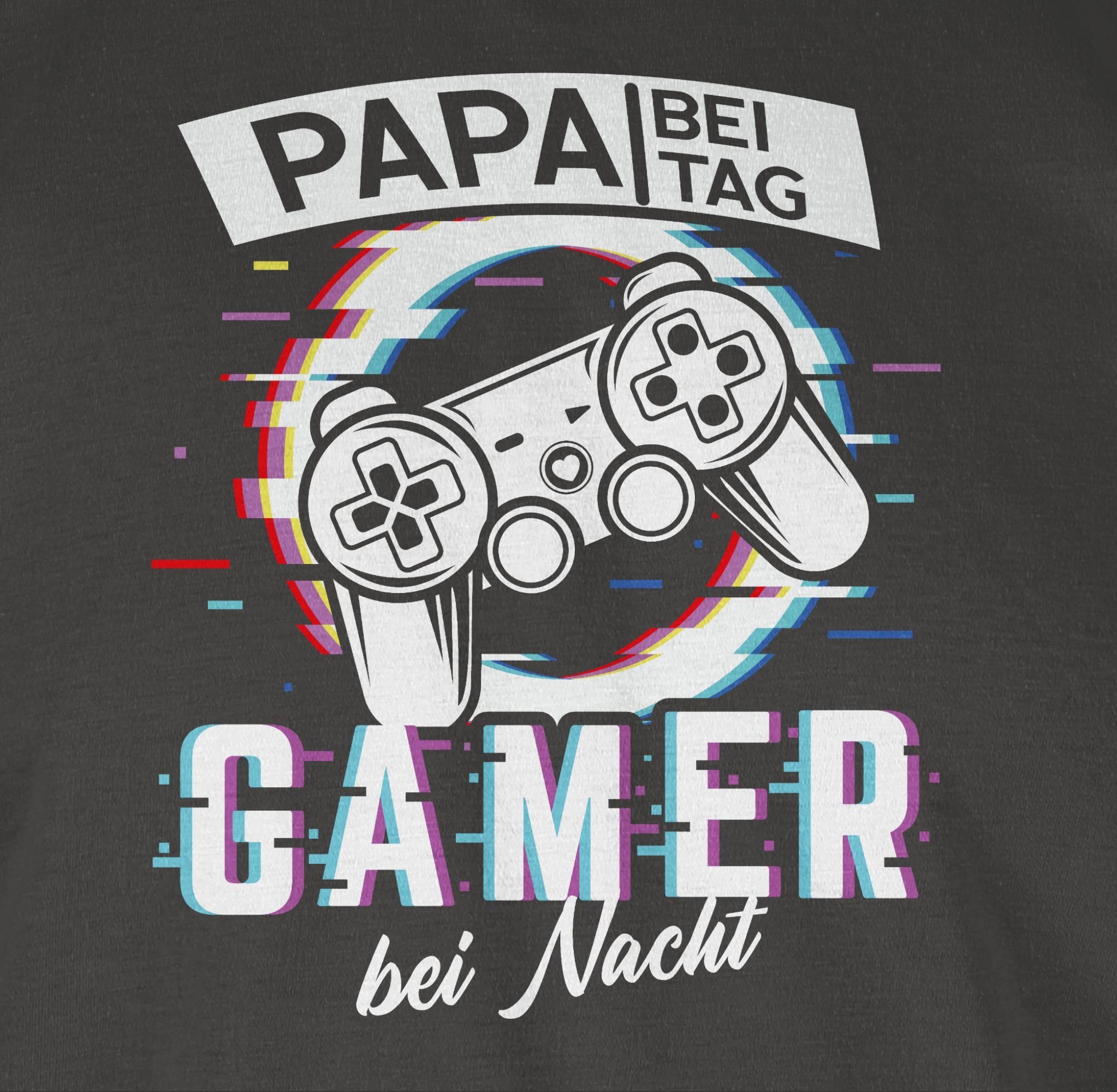 - Geschenk Shirtracer für Papa bei Nacht bei Vatertag Papa T-Shirt Tag - Gamer 02 Dunkelgrau Glitch