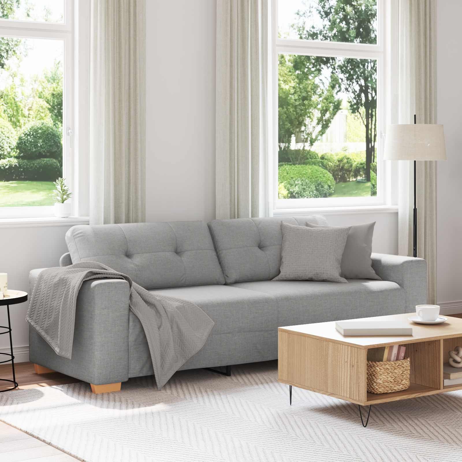 vidaXL Sofa 3-Sitzer-Sofa Wolkengrau 220 cm Stoff, 1 Teile