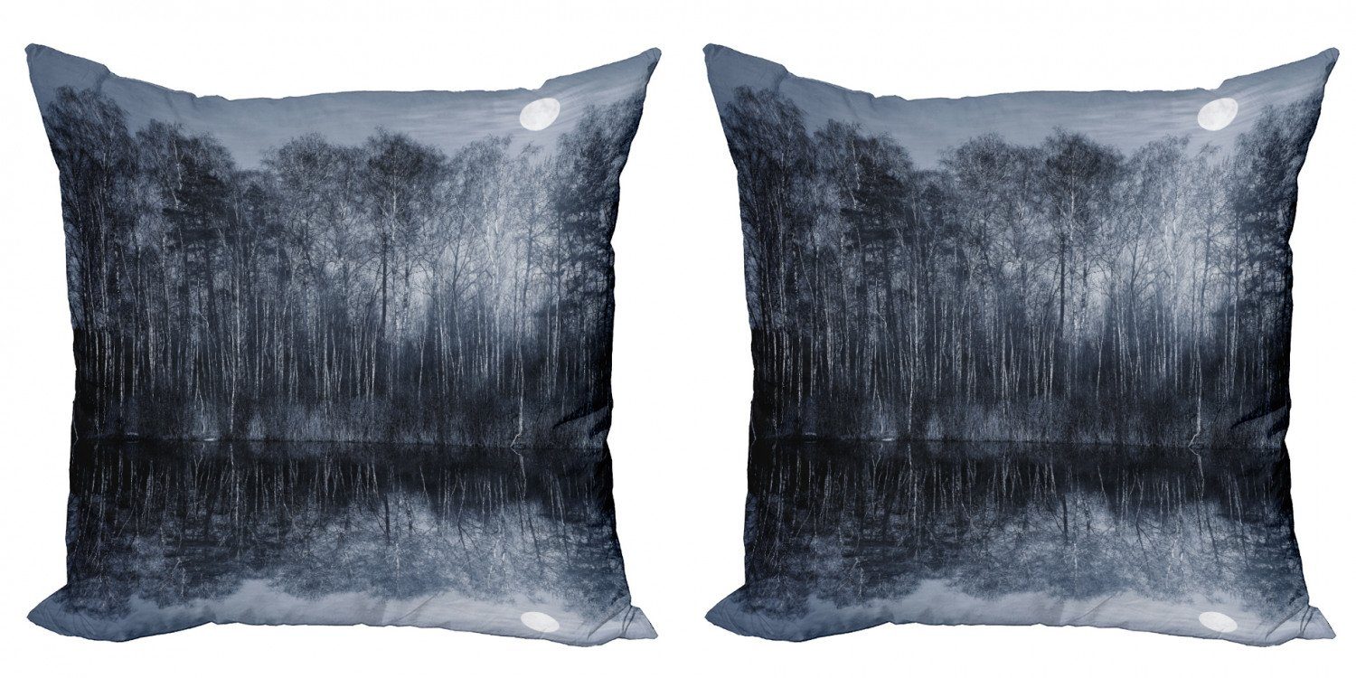Digitaldruck, Stück), Abakuhaus den See Accent Modern Doppelseitiger durch Wald Kissenbezüge Natur Nacht (2
