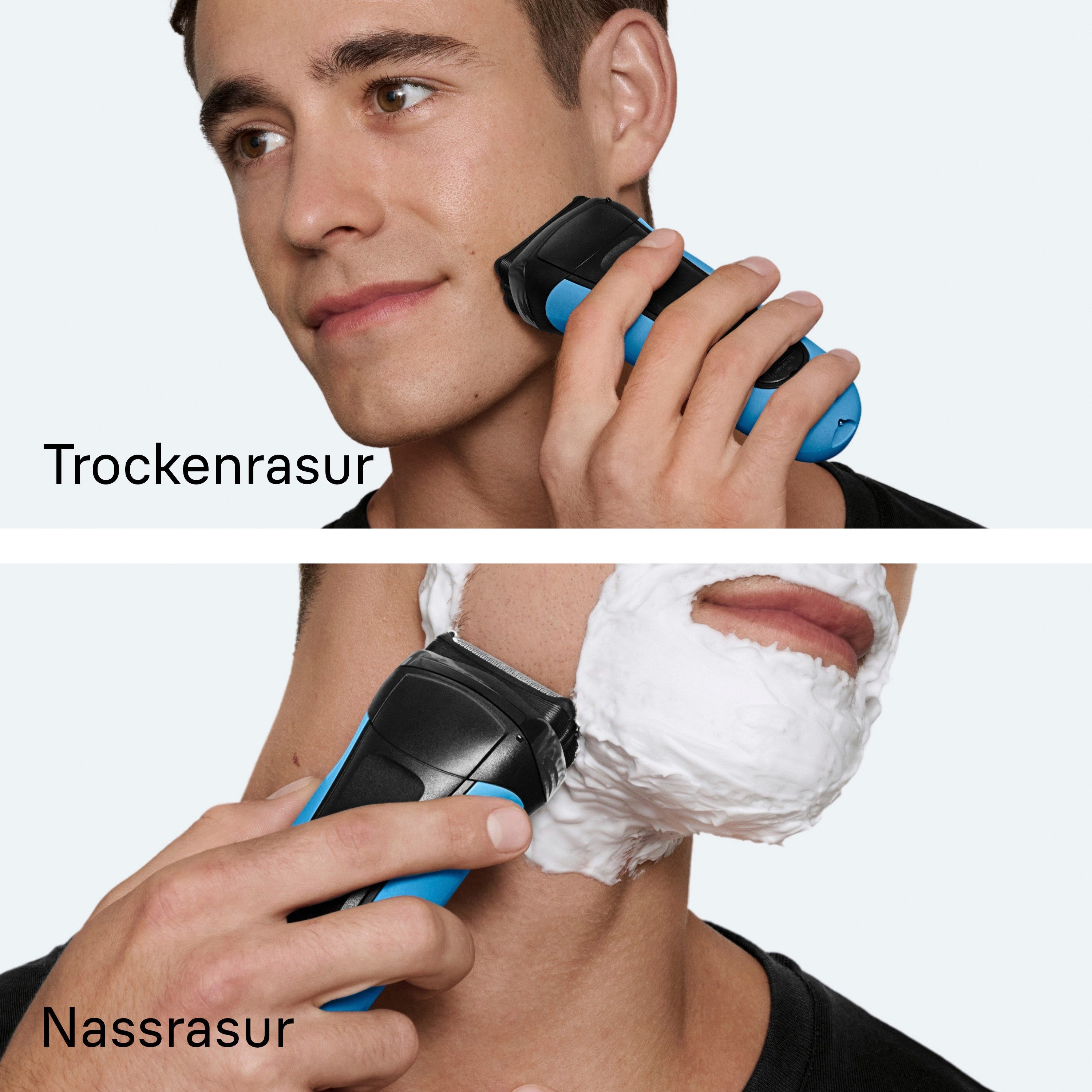 Braun Elektrorasierer Series 3 310s, 3 flexible Klingen blau|schwarz