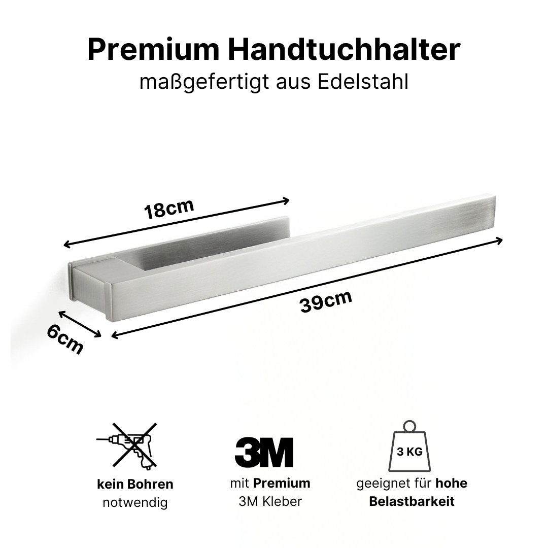 LIVINA HOME Handtuchhalter ohne Bohren 40cm Edelstahl, Handtuchstange zum Kleben fürs Bad, Küche, Handtuchständer schwarz, Handtuchhalter Wand, Wandhaken, Handtuchhaken