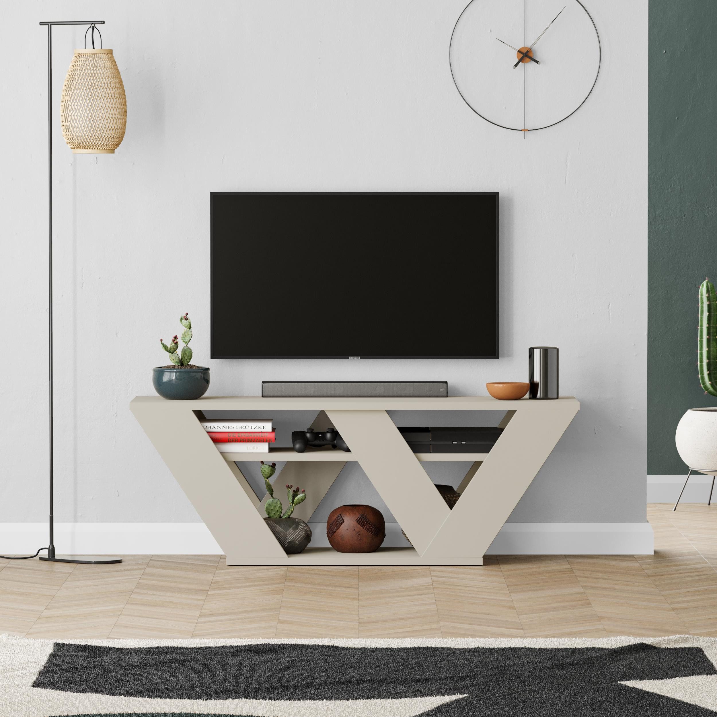 Decortie TV-Schrank Pipralla Moderner TV-Ständer Multimedia Mit Einlegeböden, 110 x 30 x 40 cm