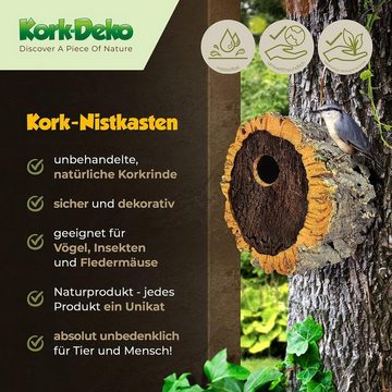 Kork-Deko.de Vogelhaus aus Korkrinde und Holz der Korkeiche - Ideal zum Aufhängen im Garten