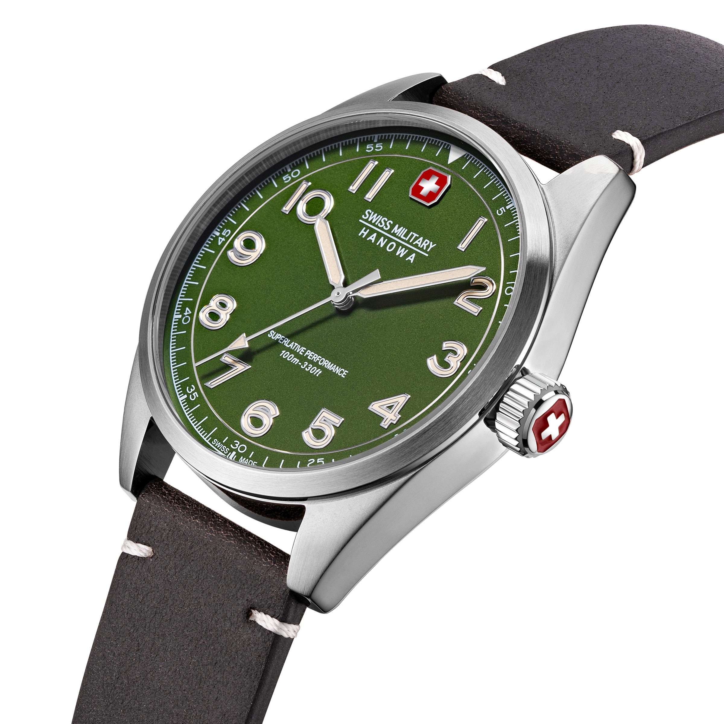 Swiss Military Hanowa Quarzuhr Falcon SMWGA2100404, Armbanduhr, Herrenuhr, Swiss Made, Lederarmband, analog