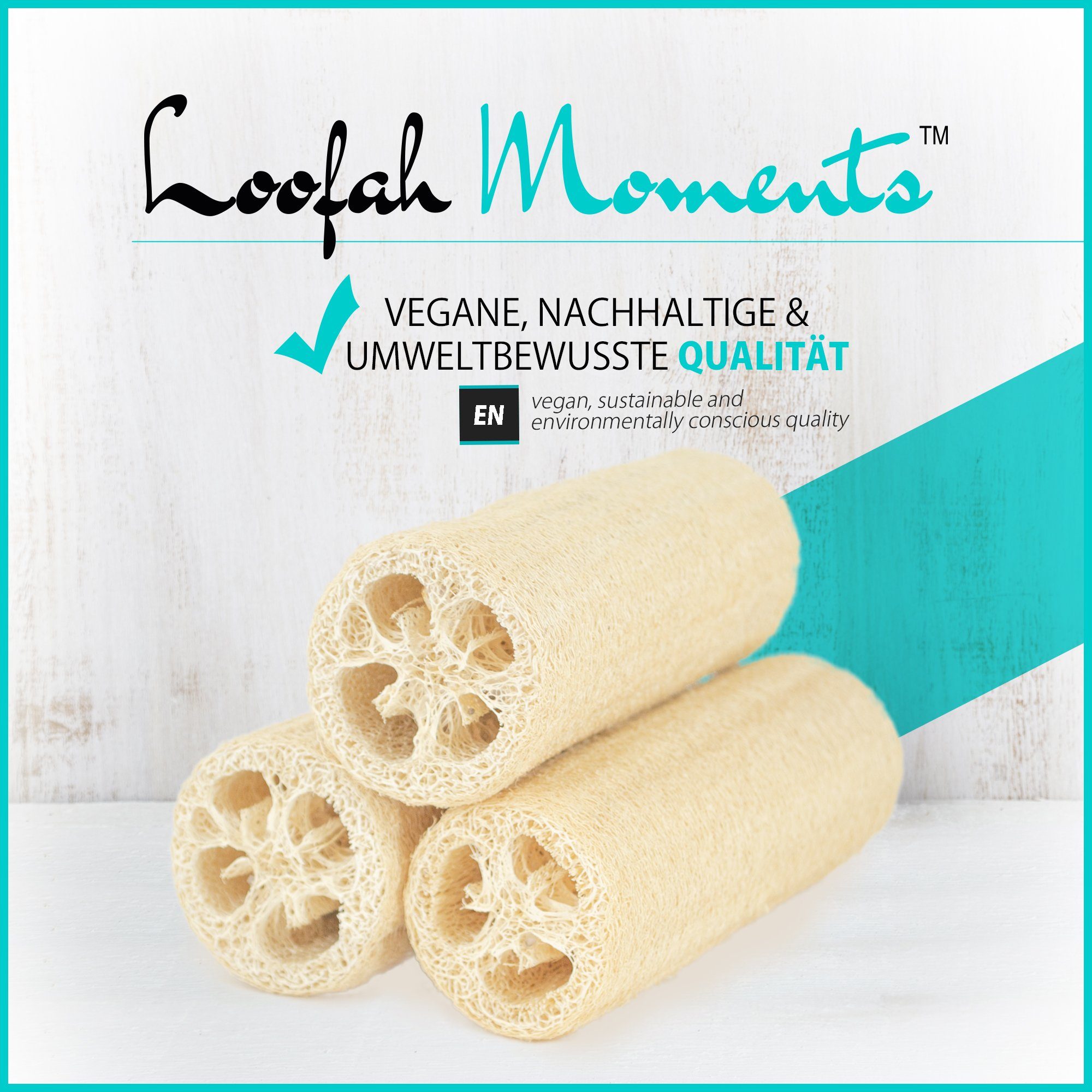 Loofah Moments Massageschwamm Loofah Moments Luffaschwamm, Plastikfrei & Ungebleicht, Naturprodukt, sanftes Peeling