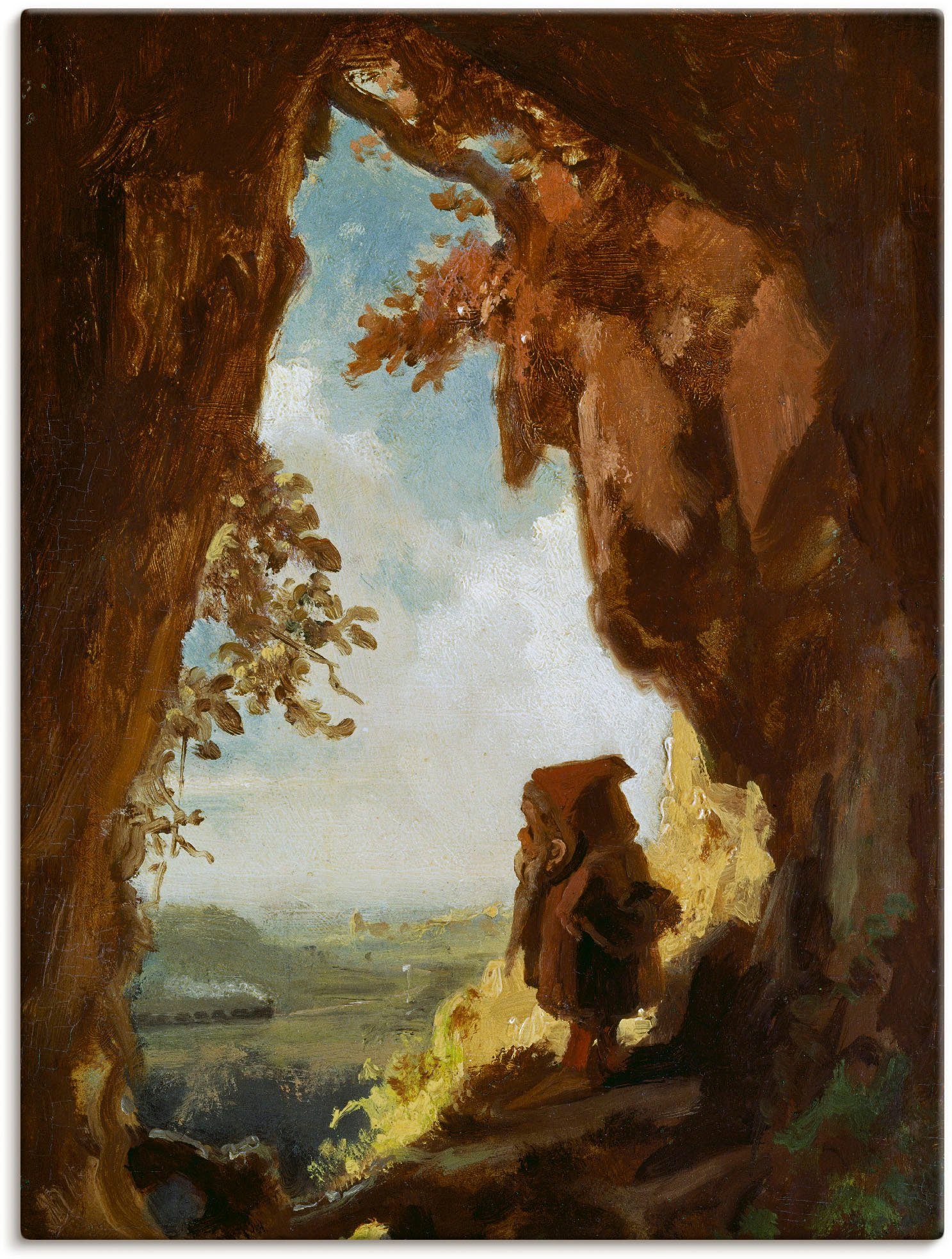 Artland Wandbild Gnom, Höhle die erste Eisenbahn, Höhlen (1 St), als Leinwandbild, Poster in verschied. Größen