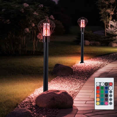 Globo LED Außen-Stehlampe, Leuchtmittel inklusive, Außenstehlampe Wegeleuchte Standlampe Bewegungsmelder Gartenlampe 2x