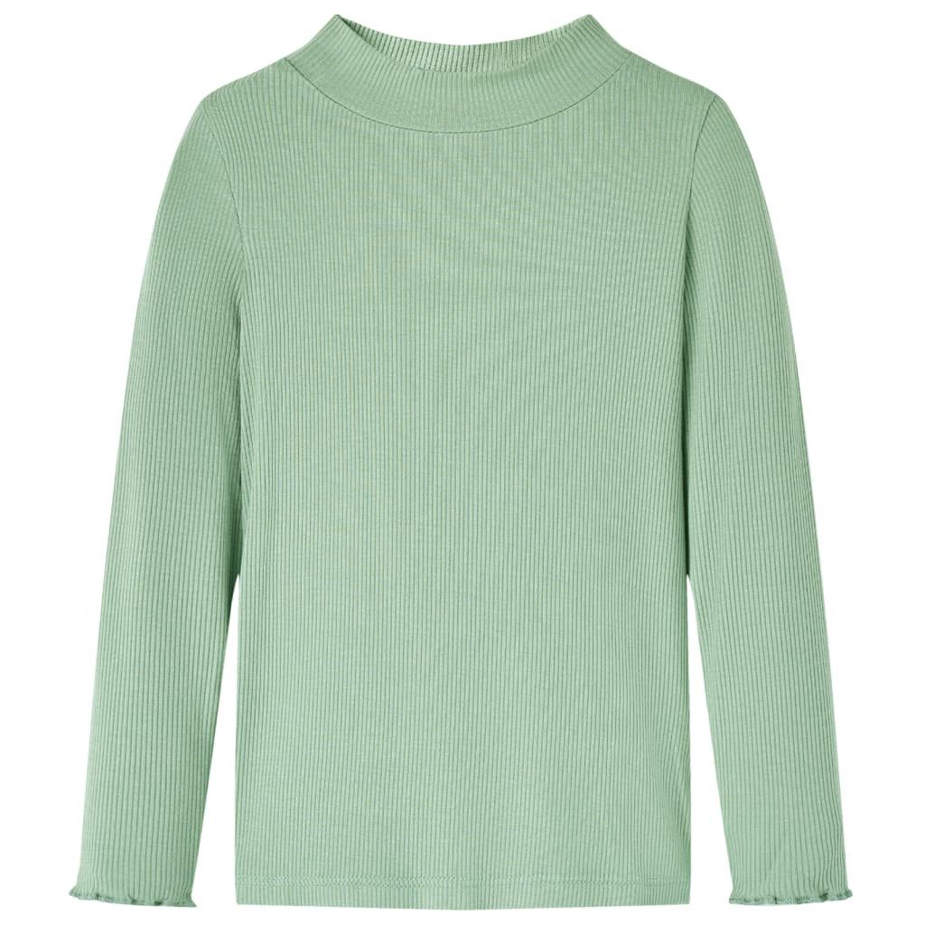 Langarmshirt Kinder-Langarmshirt Halbrollkragen Dunkles Minzgrün 128