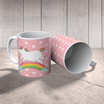 Mr. & Mrs. Panda Tasse Einhorn Regenbogen - Rot Pastell - Geschenk, Tasse, Teebecher, Erwach, Keramik, Herzberührende Designs