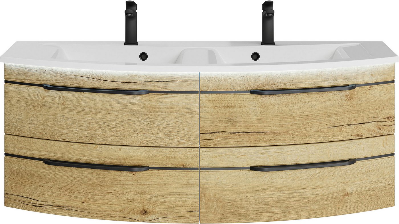 Thumbnail - Saphir Waschtisch Serie 7045 Mineralmarmor-Waschtisch und Unterschrank, 131 cm breit, Doppel-Waschplatz mit 4 Schubladen...