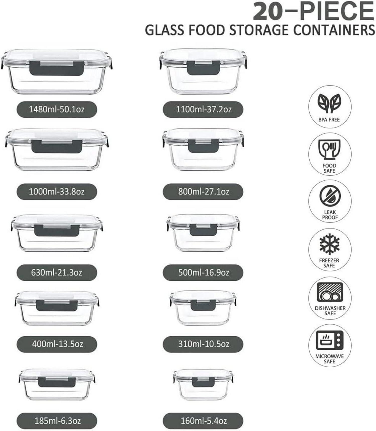 LuxusKollektion Aufbewahrungsdose Glas-Frischhaltedosen Set BPA-frei luftdi günstig online kaufen