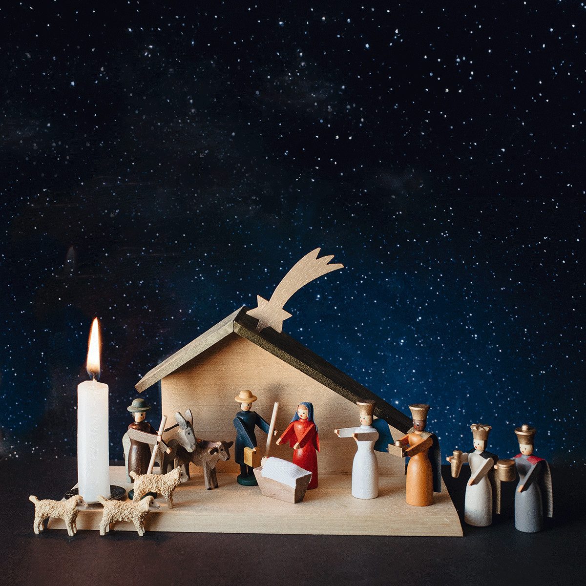 Krippe Weihnachtskrippe aus Holz.