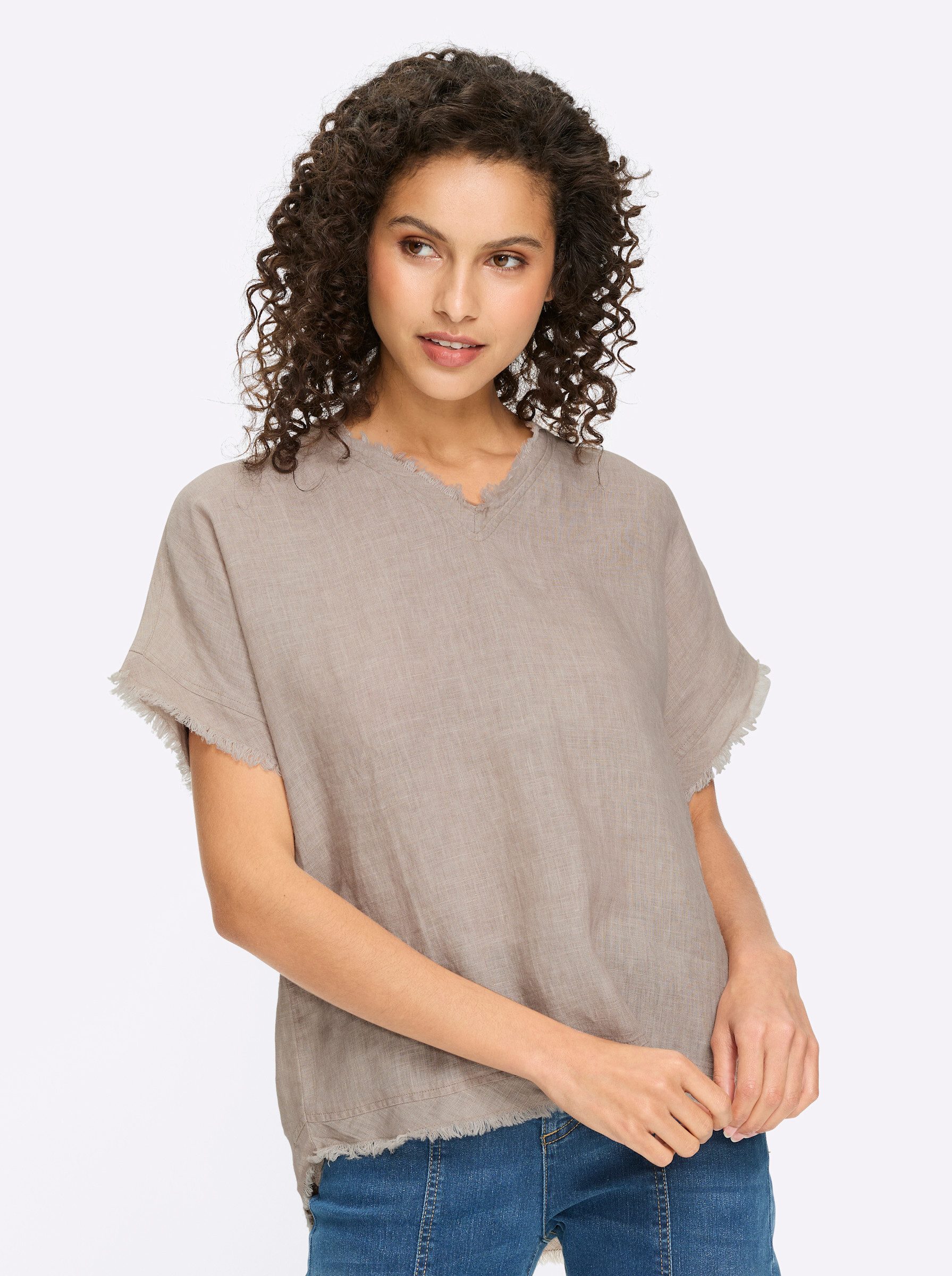heine Klassische Bluse Leinenbluse Kurzarm