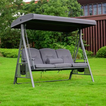 HOME DELUXE Hollywoodschaukel DESCANSO, 3-Sitzer, ohne Abdeckung, inkl. Auflagen - B/H/L 115x195x198 cm I Gartenliege Schaukelliege