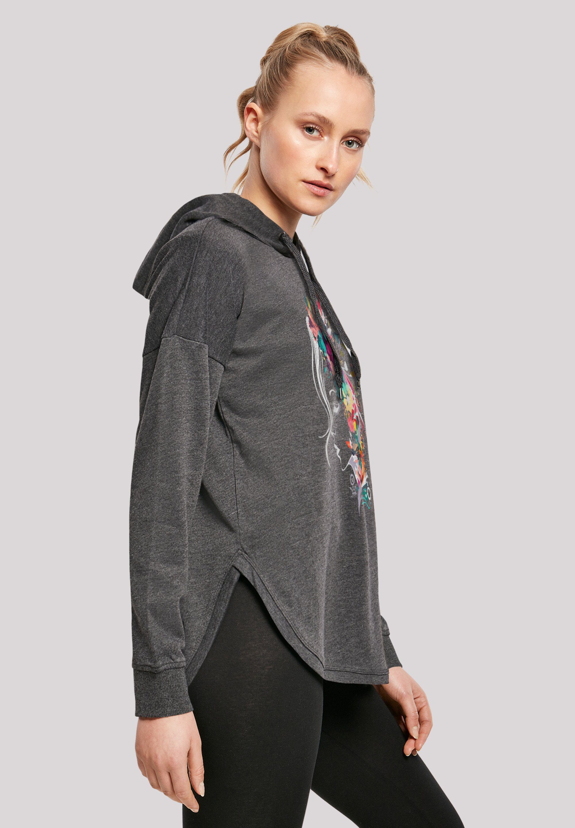 Print Kapuzenpullover charcoal Bunte Blumen F4NT4STIC Silhouette