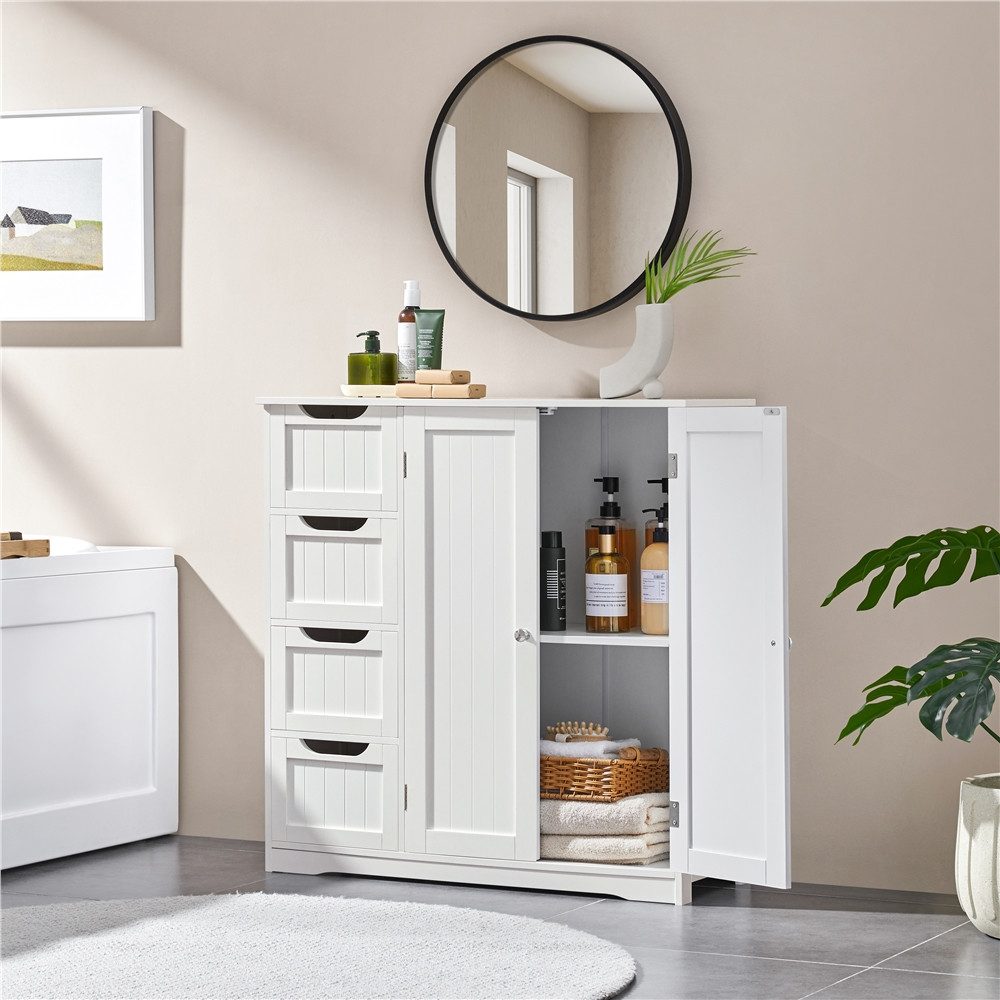 Yaheetech Badkommode Unterschrank mit Schubladen, Badezimmerschrank Badschrank Bodenschrank, Weiß