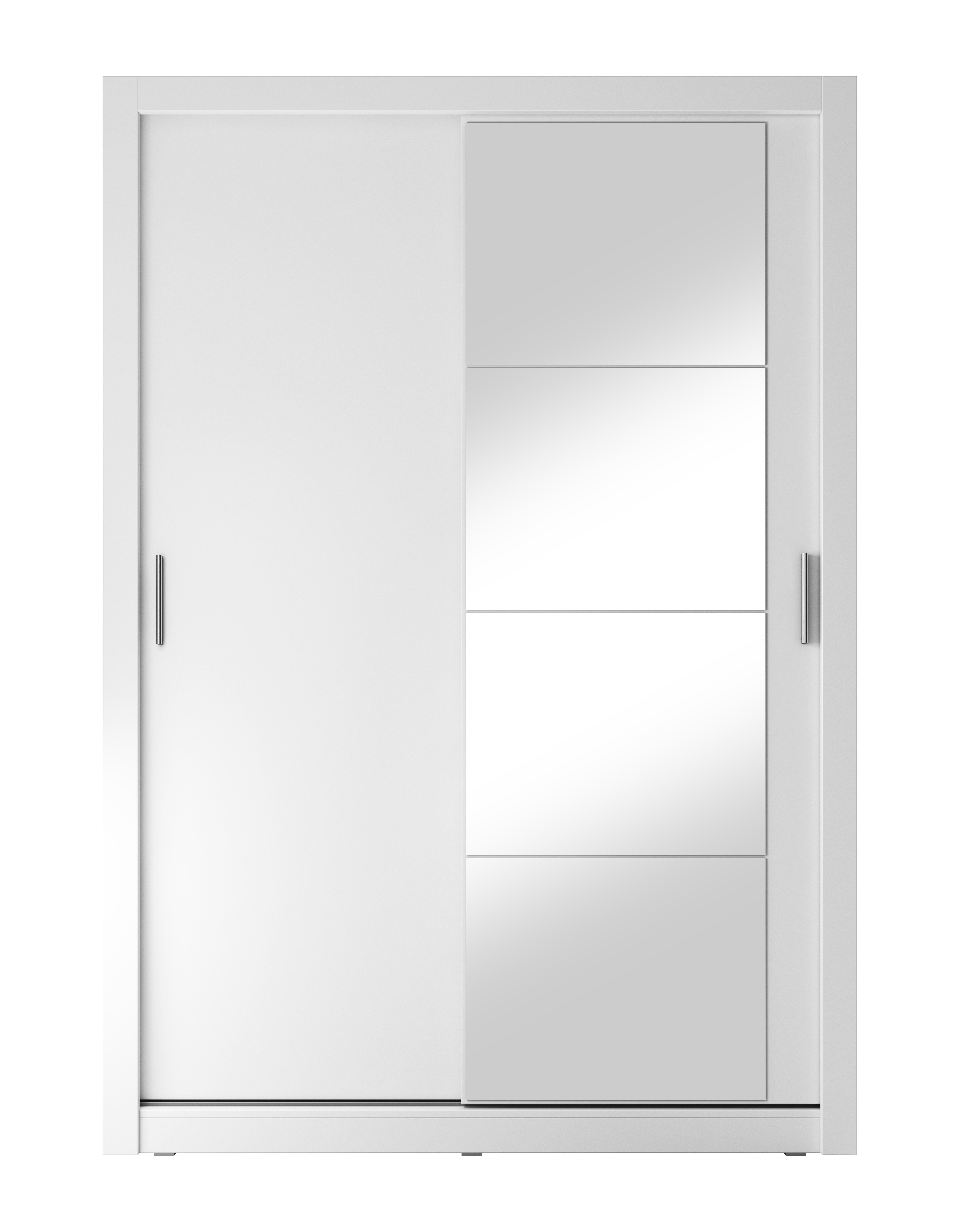 04 Mehrweckschrank Spiegel, Moderne 150 Compleo Kleiderschrank Weiß 7 auf praktische Schränke ARTI cm mit Regalen Art,