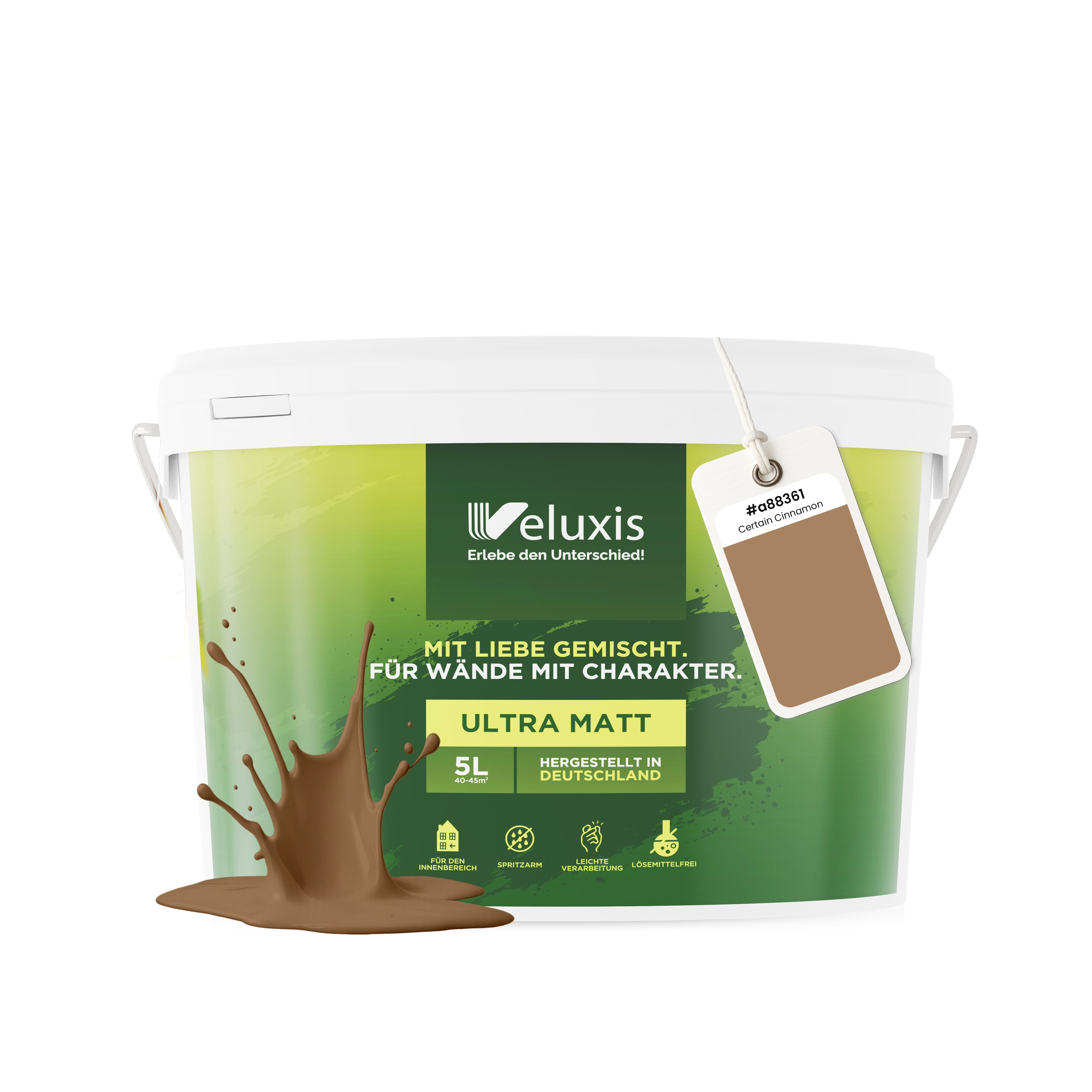 Veluxis Wandfarbe Veluxis® Wandfarbe Universal, Deckkraft-Klasse 1, Streifenfrei, tropfarm & VOC-frei