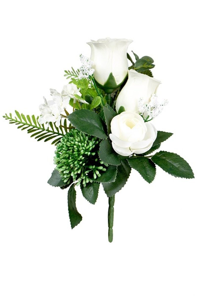 Gestecke Gesteck Rose, Ranunkel, Allium HOKUNA, Steckstab, Creme, 27cm, Ø20cm, artplants, Höhe 27.0 cm
