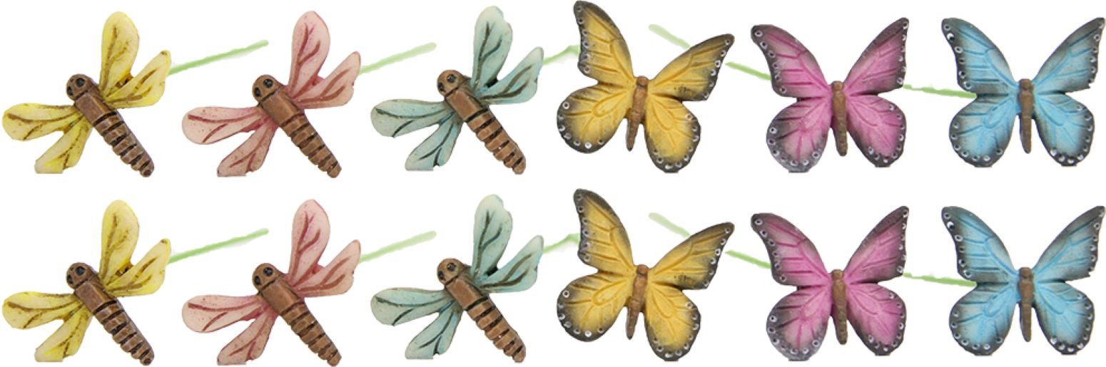 FADEDA Tierfigur 12x FADEDA Schmetterlings-Libellenset, Höhe in cm: 1,6